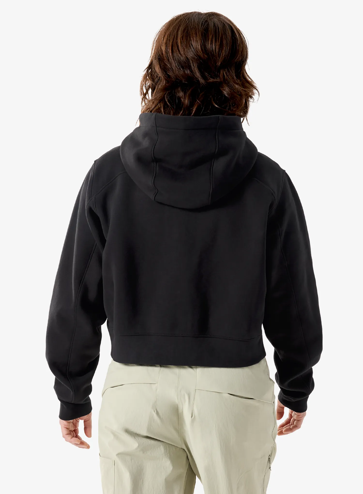Dámská mikina s kapucí Arcteryx Emblem Fleece Full Zip Crop Hoody - black