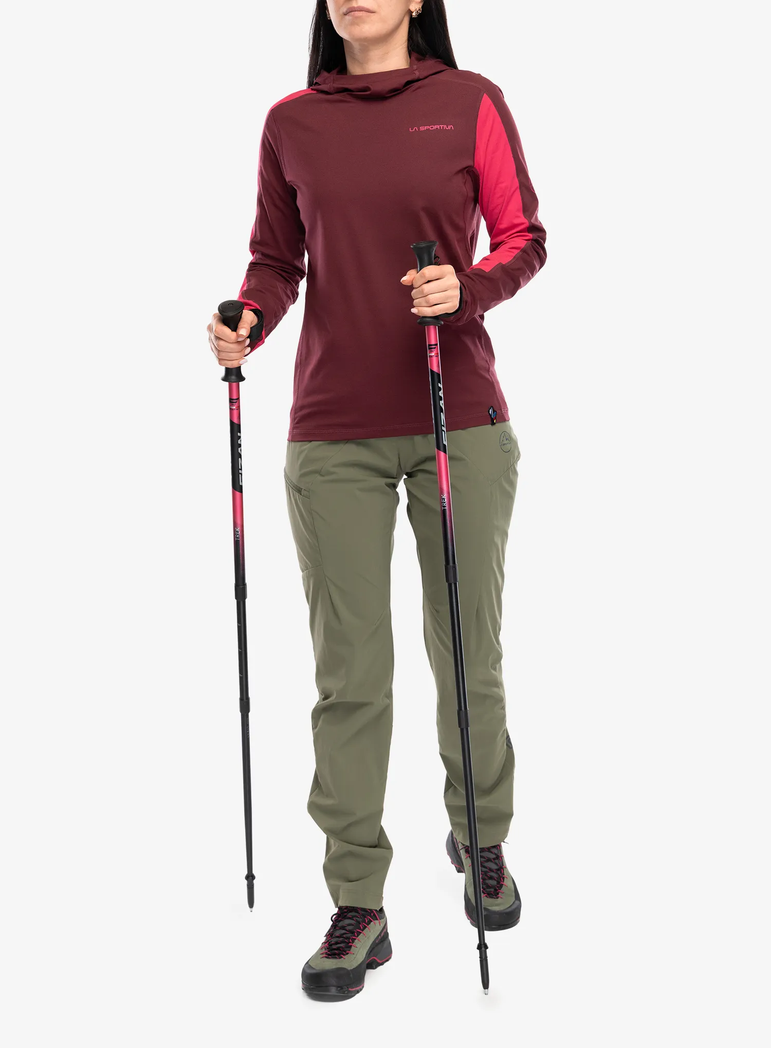 Dámská mikina s kapucí La Sportiva Cloud Shadow Sun Hoody - redwood/azalea