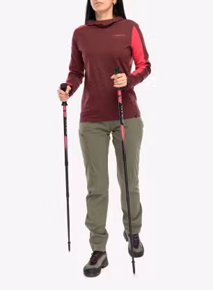 Dámská mikina s kapucí La Sportiva Cloud Shadow Sun Hoody - redwood/azalea