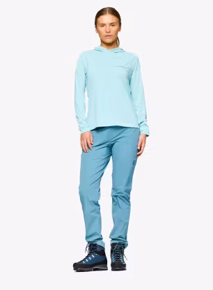 Dámská mikina s kapucí Norrona Femund Tech Hood - aqua haze