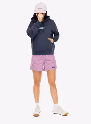Dámská mikina s kapucí Patagonia 95 Oval Logo Daily Hoody - smolder blue: moon tripper