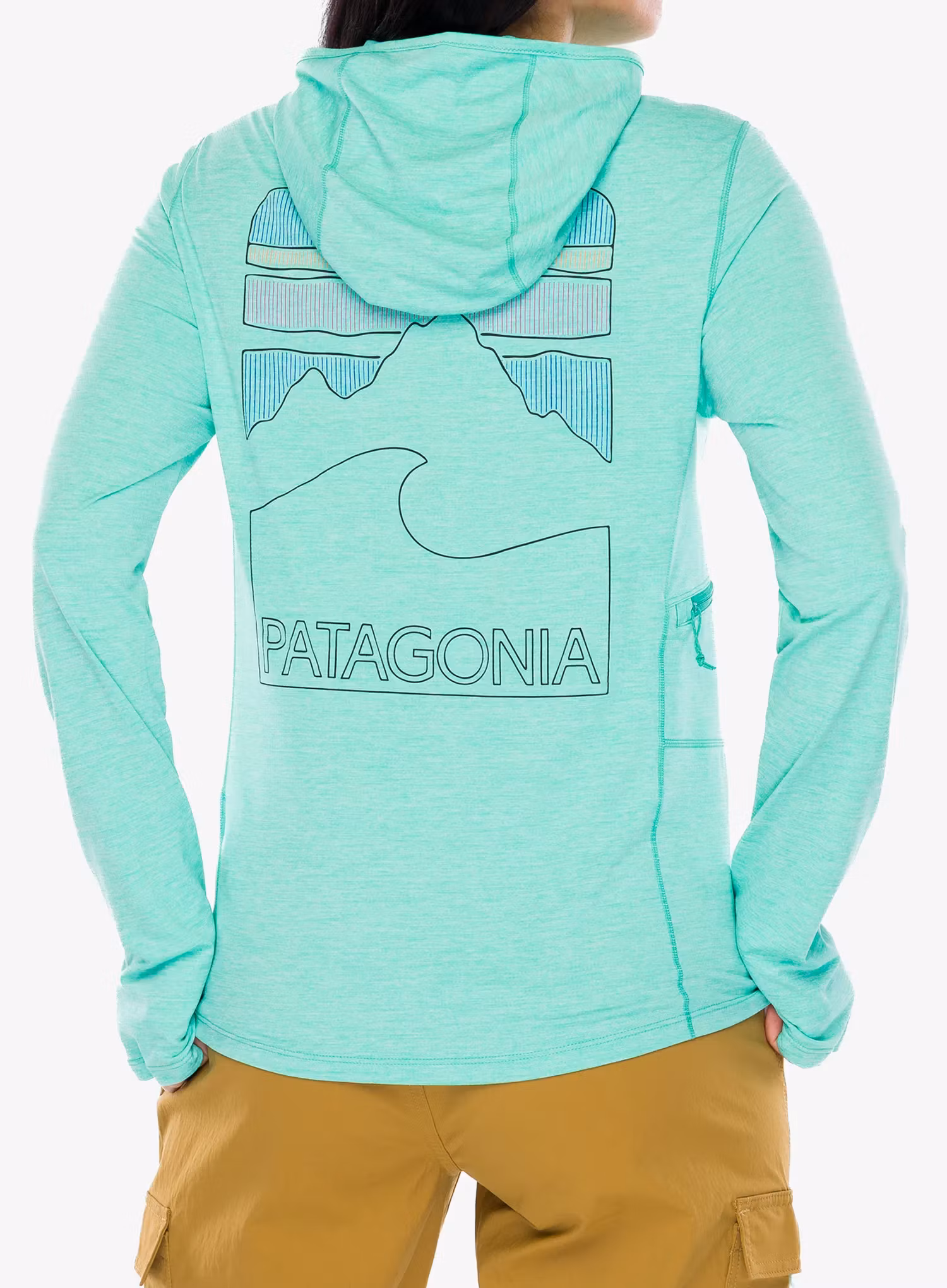 Dámská mikina s kapucí Patagonia Cap Cool Sun Hoody Peak Visions - aqua stone/early teal x-dye