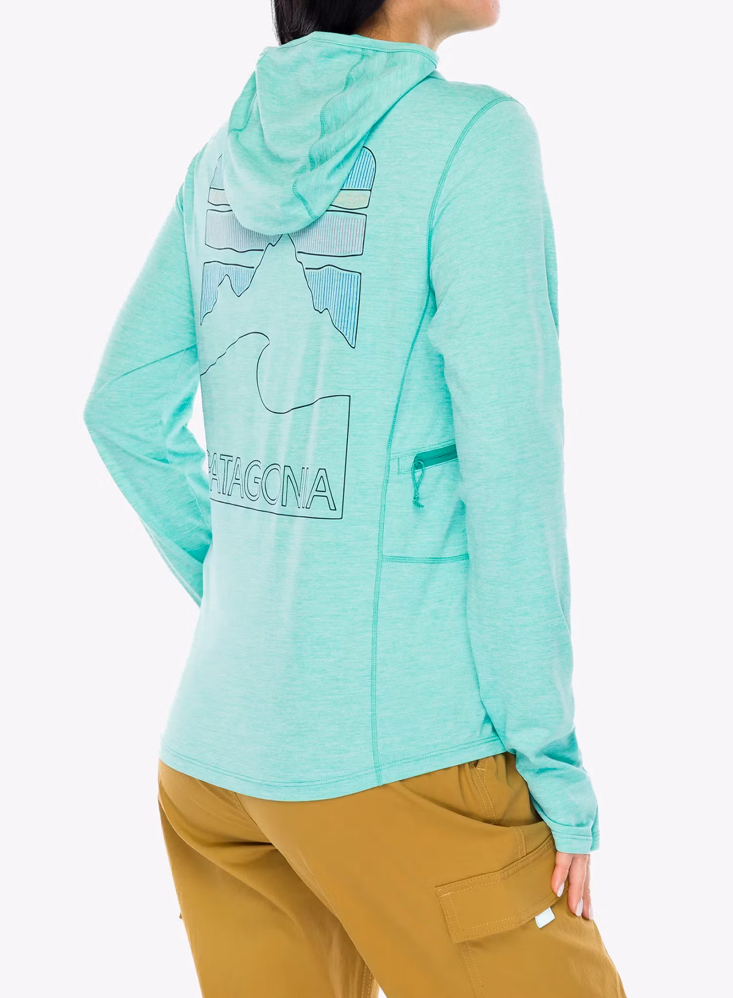 Dámská mikina s kapucí Patagonia Cap Cool Sun Hoody Peak Visions - aqua stone/early teal x-dye