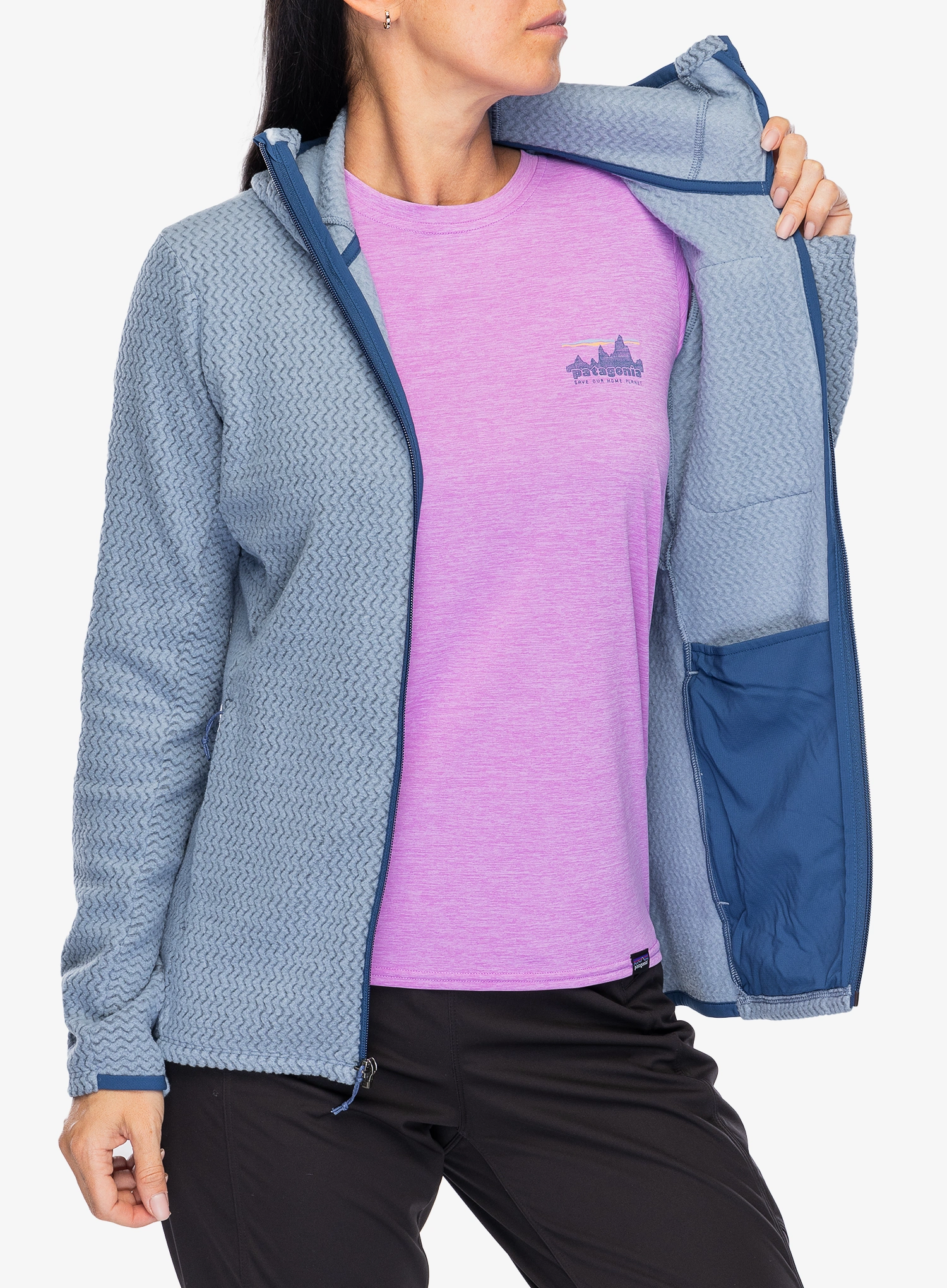 Dámská mikina s kapucí Patagonia R1 Air Full-Zip Hoody - barnacle blue