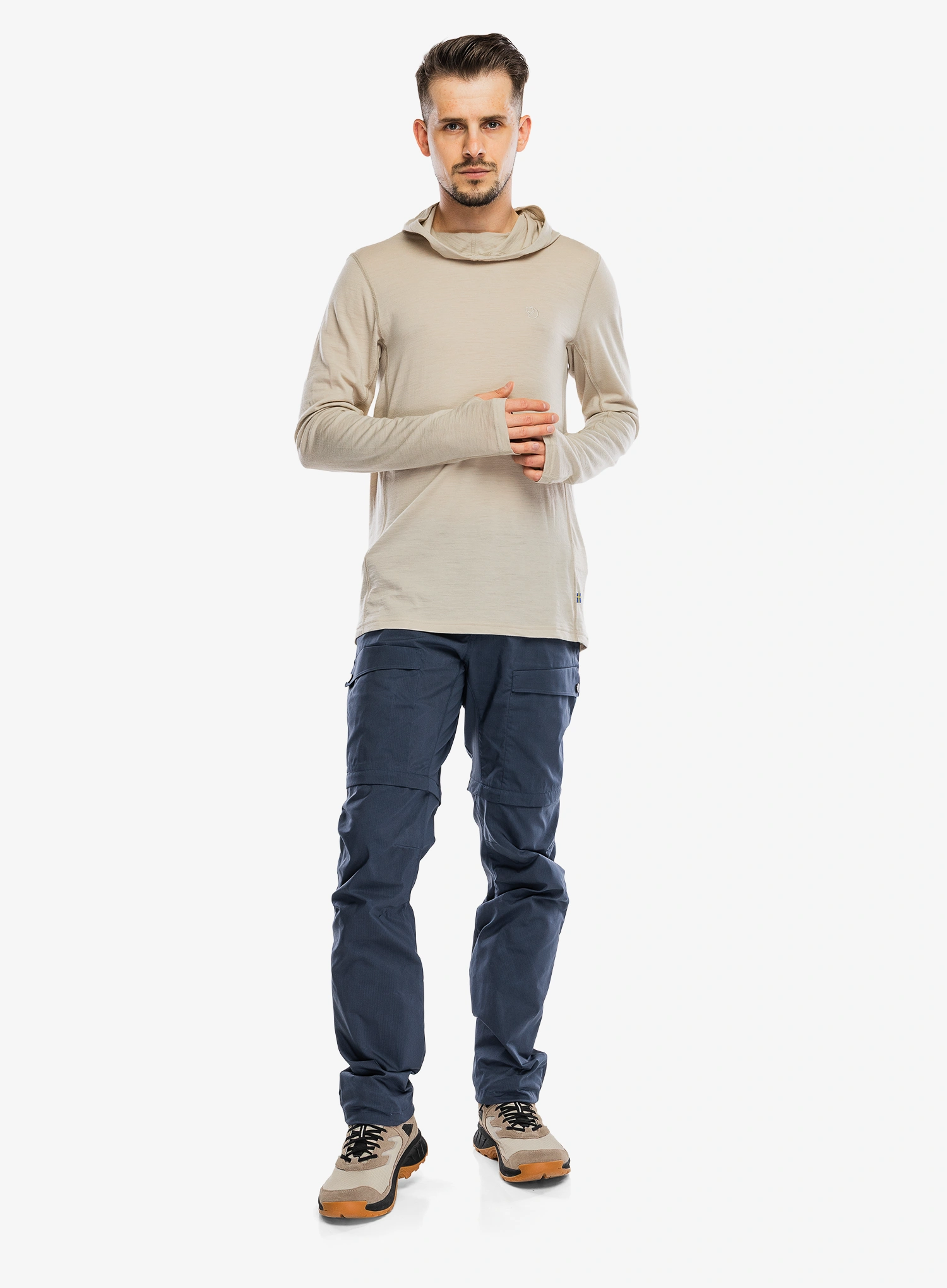 Mikina s kapucí Fjallraven Abisko Wool Hoodie - light fossil