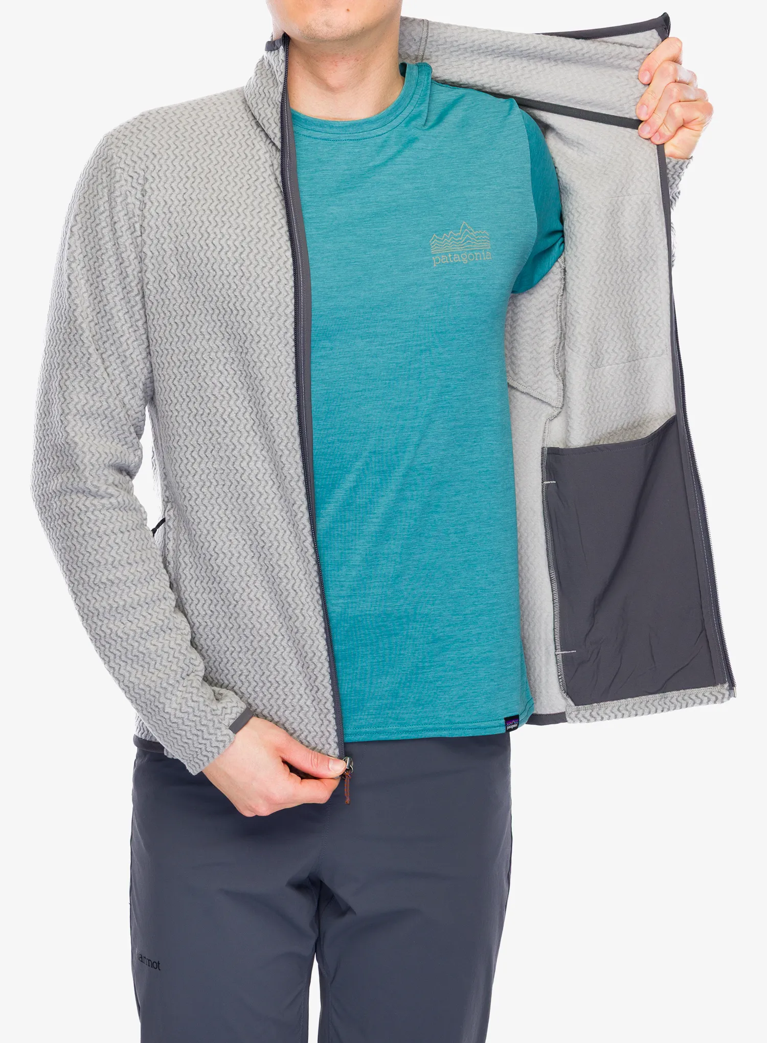 Mikina s kapucí Patagonia R1 Air Full-Zip Hoody - forever grey
