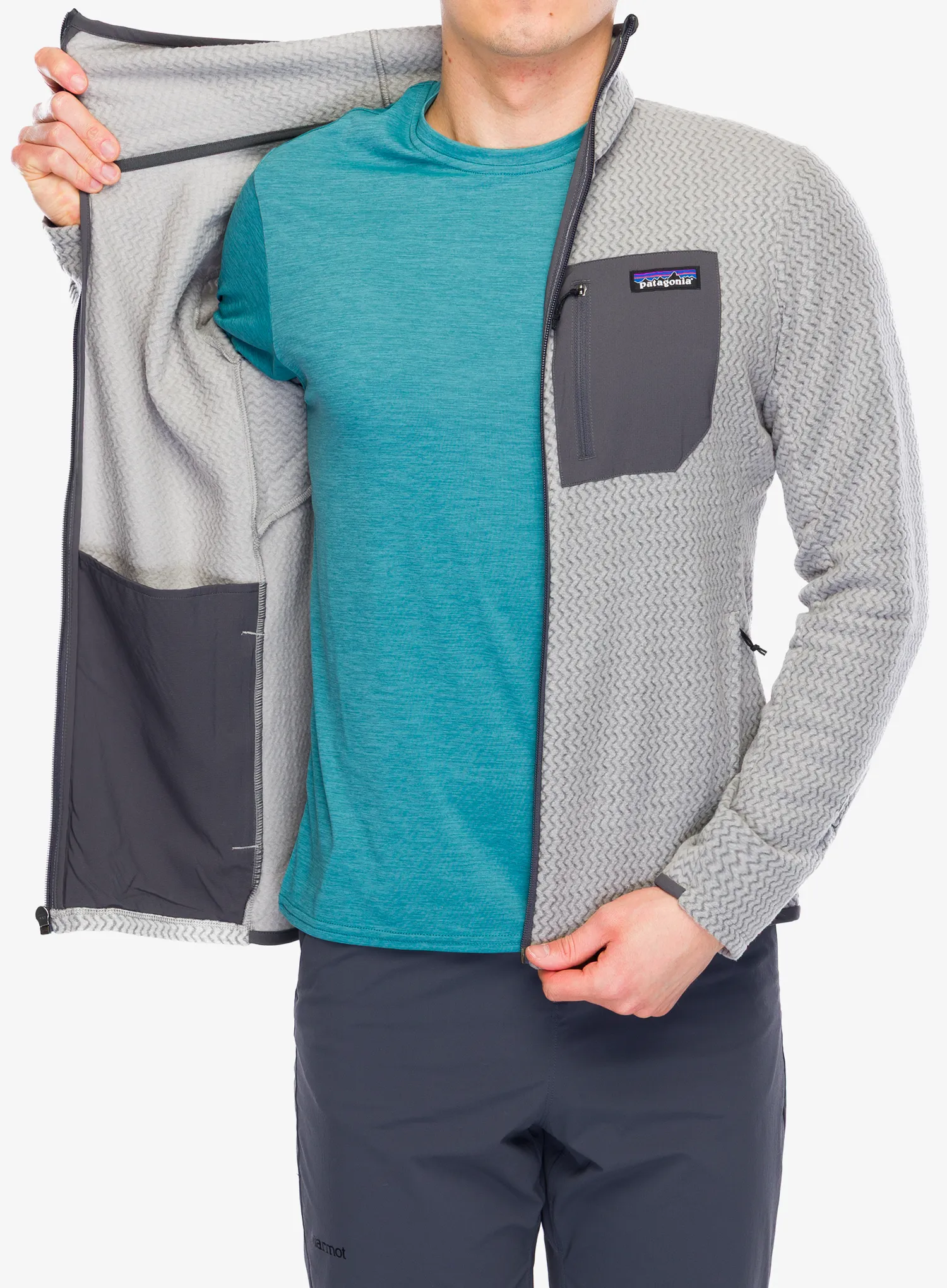 Mikina s kapucí Patagonia R1 Air Full-Zip Hoody - forever grey