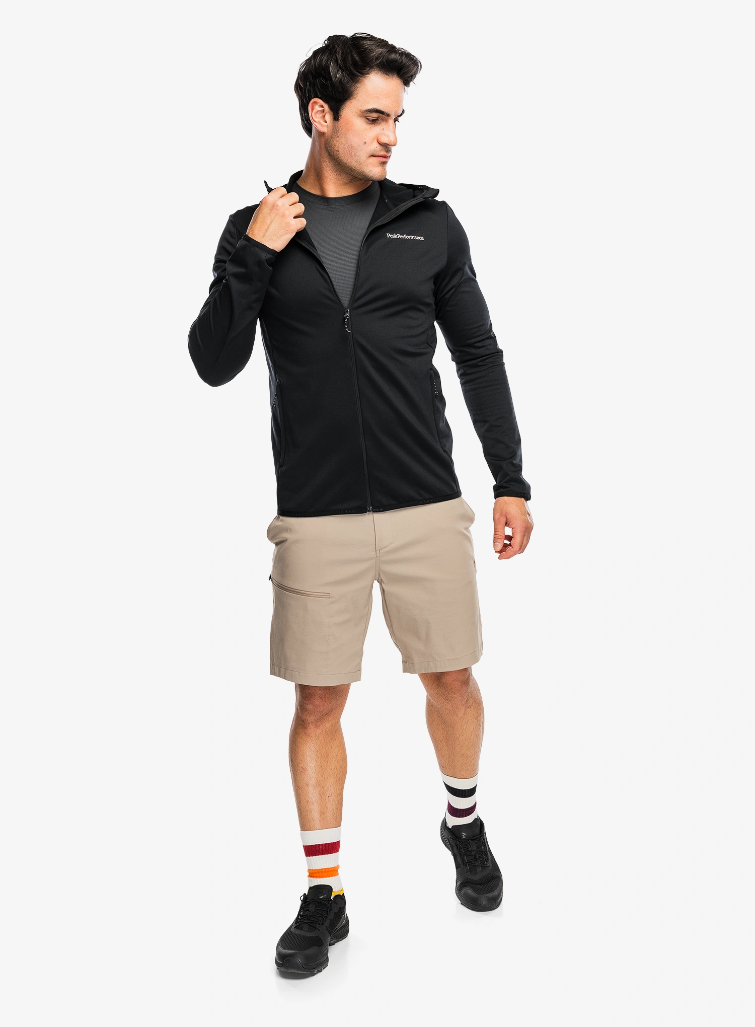 Mikina s kapucí Peak Performance Light Zip Hood - black