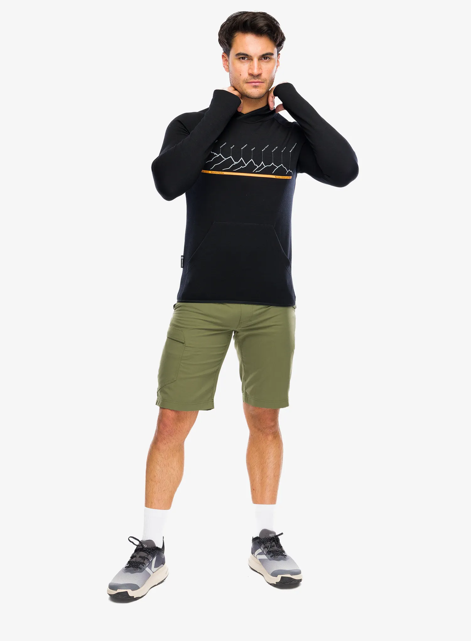 Mikina s kapuce Sensor Merino UP Fleece Hooded - black