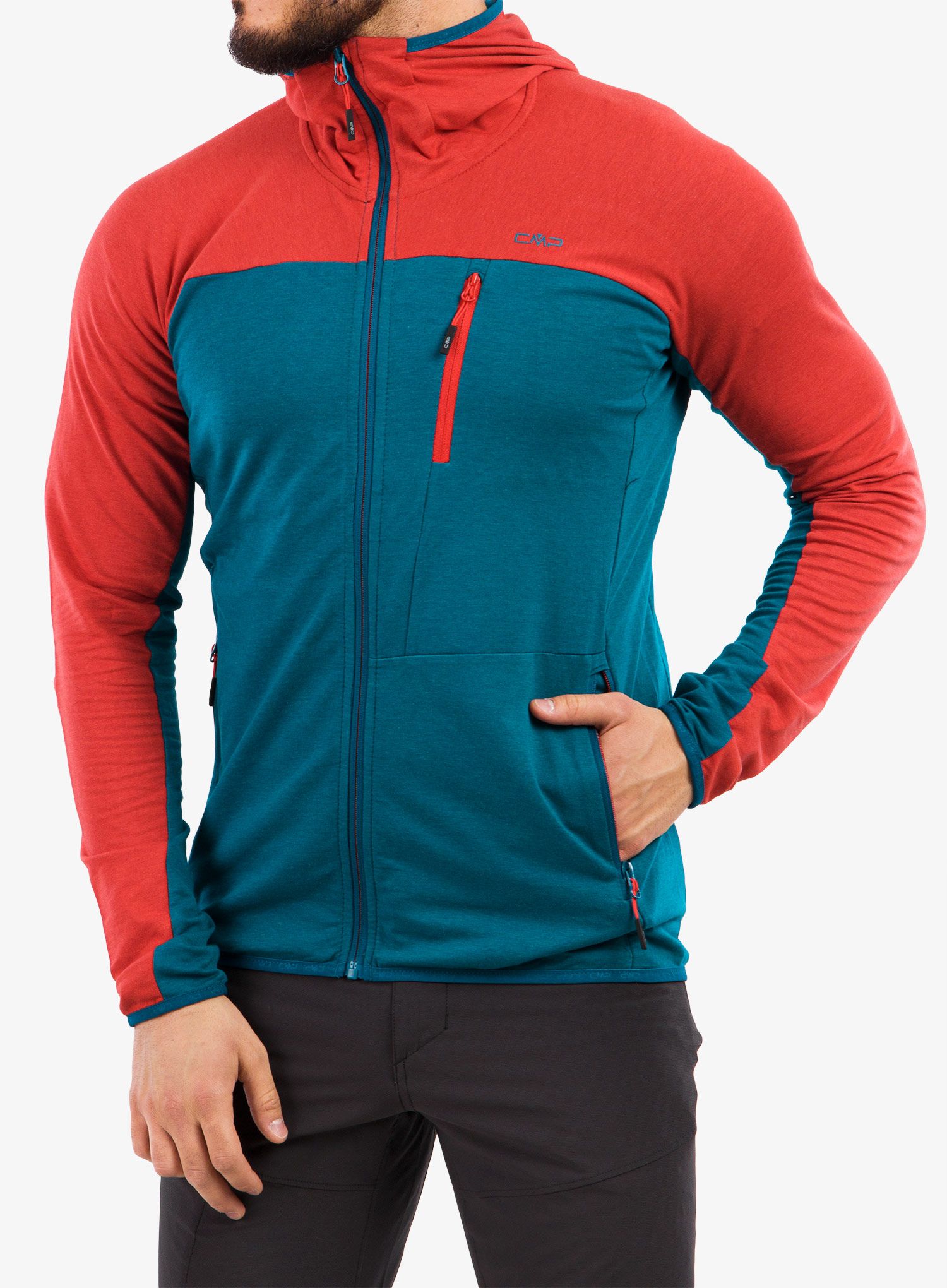 Mikina CMP Magneto Fix Hood Hybrid Jacket Light French Terry - d.lake