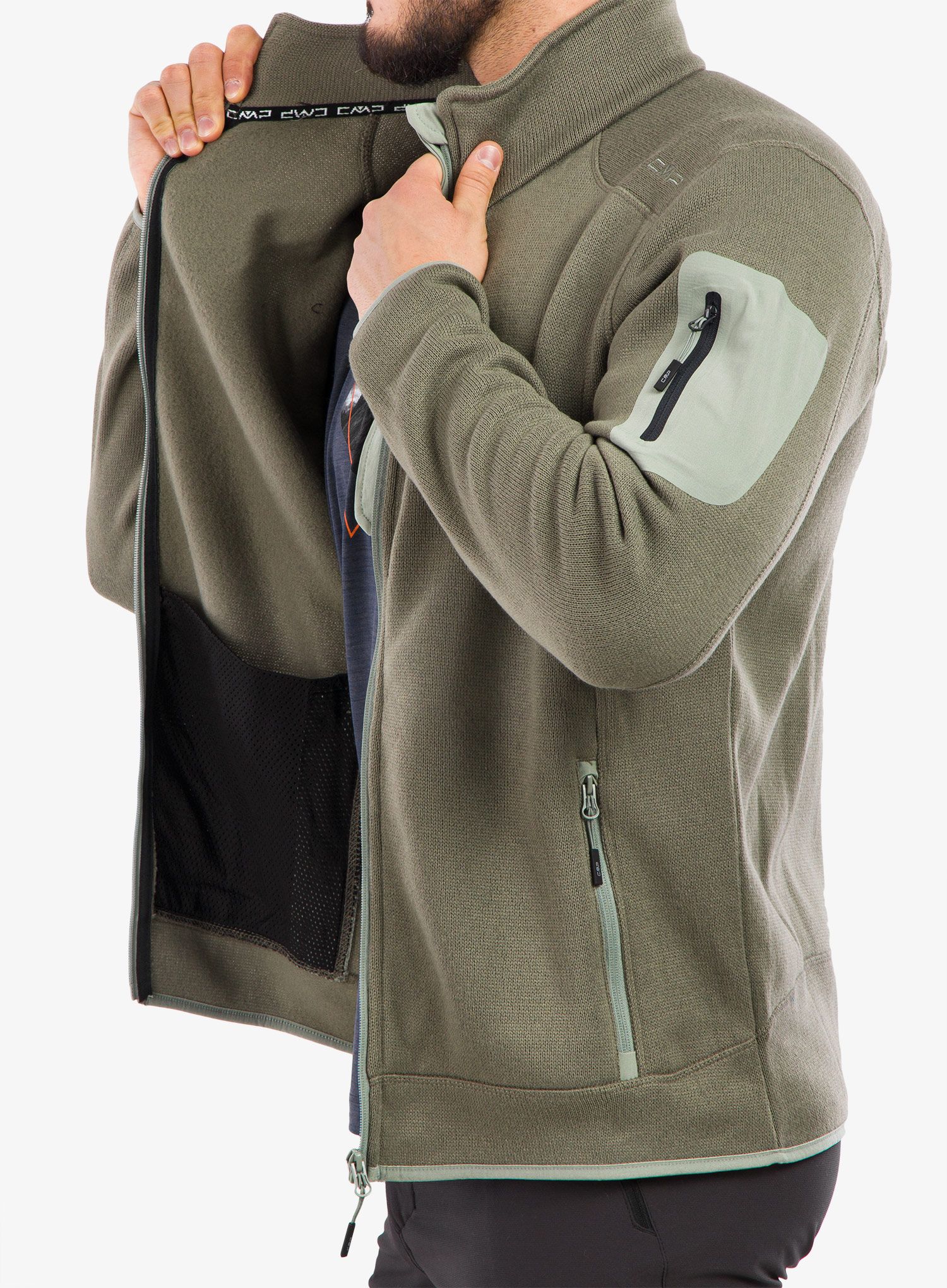 Fleecová bunda CMP Perl Jacket Knitted - torba/salvia