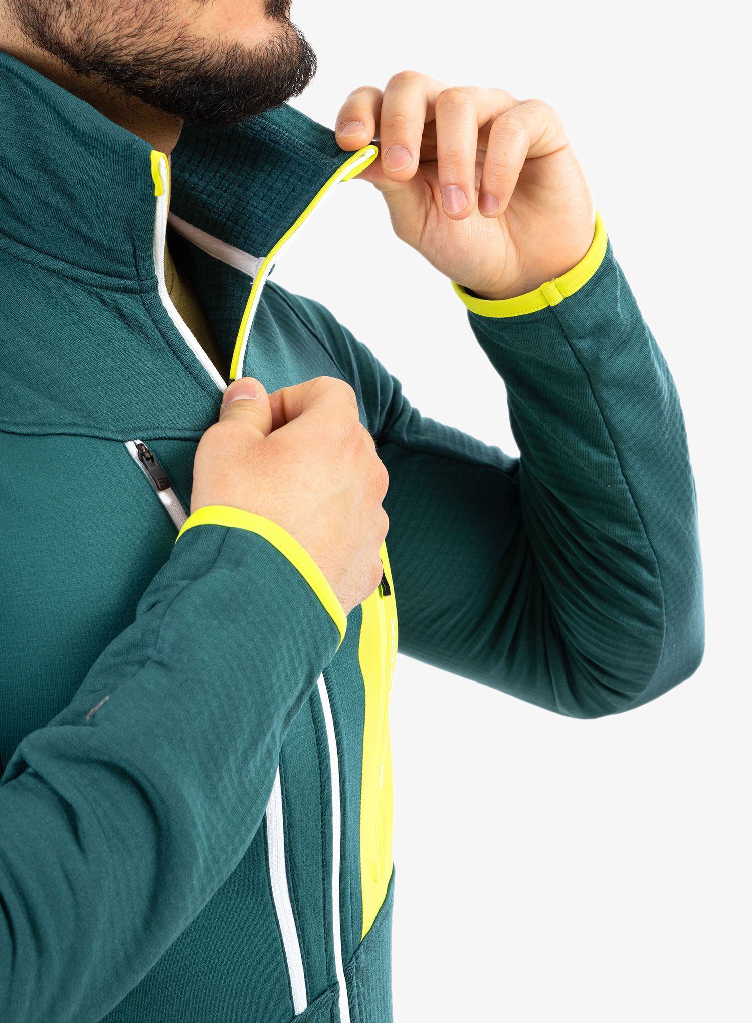 Mikina na zip Ortovox Fleece Grid Jacket - pacific green