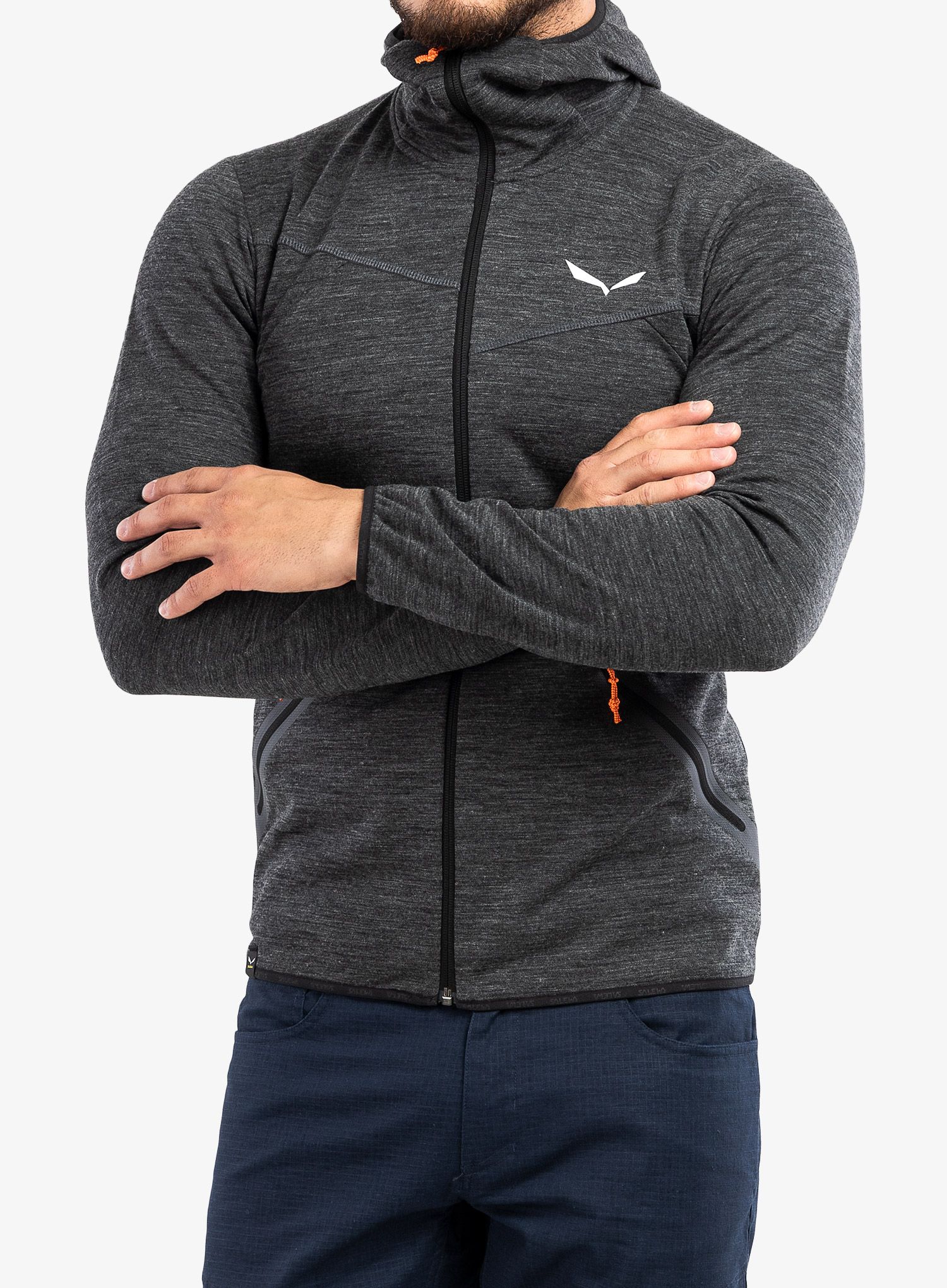 Mikina na zip Salewa Nuvolao Alpine Wool Jacket - black out