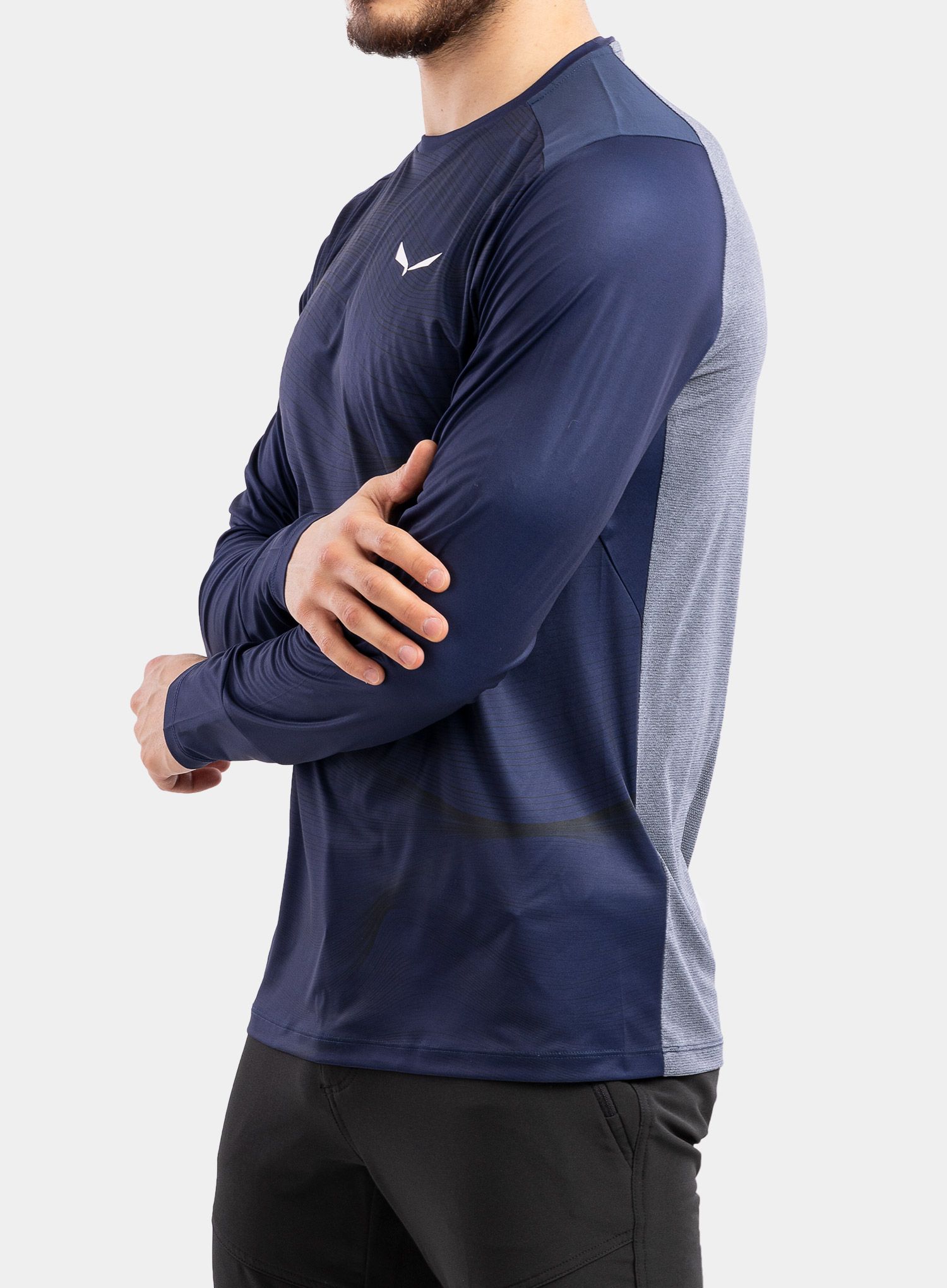 Mikina bez kapuce Salewa Seceda Dry L/S Tee - navy