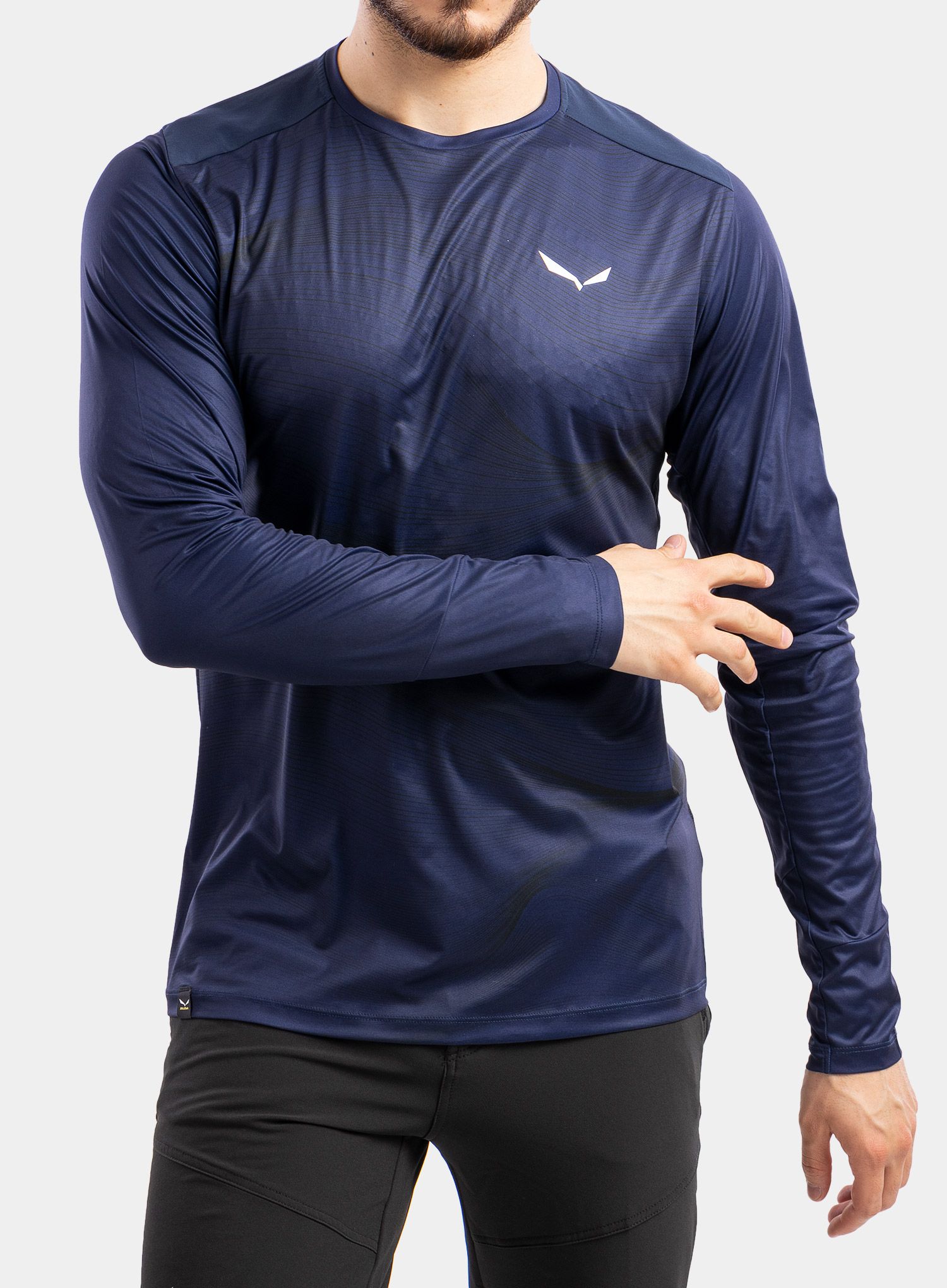 Mikina bez kapuce Salewa Seceda Dry L/S Tee - navy