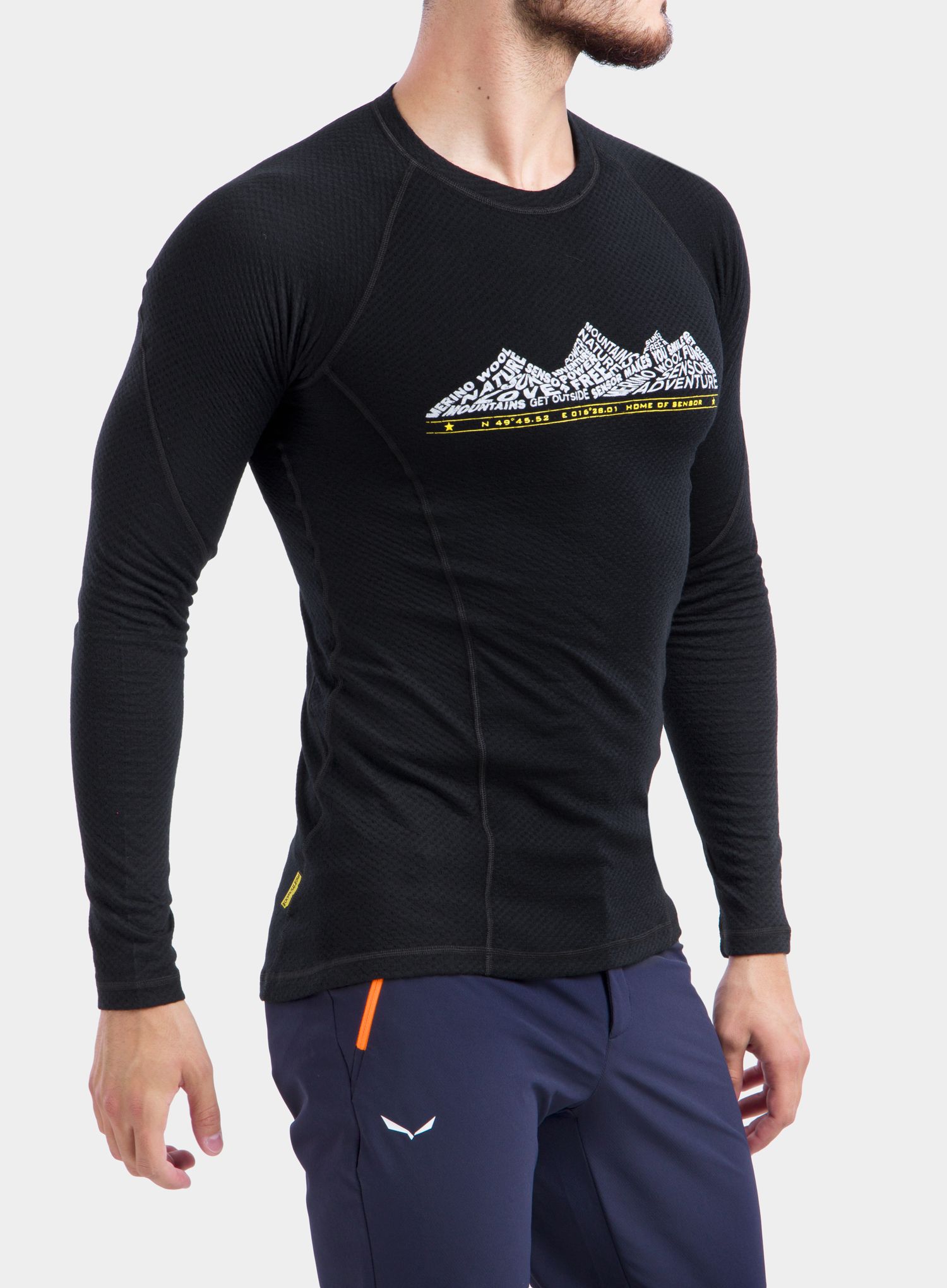 Mikina Sensor Merino DF Tee L/S - black adventure
