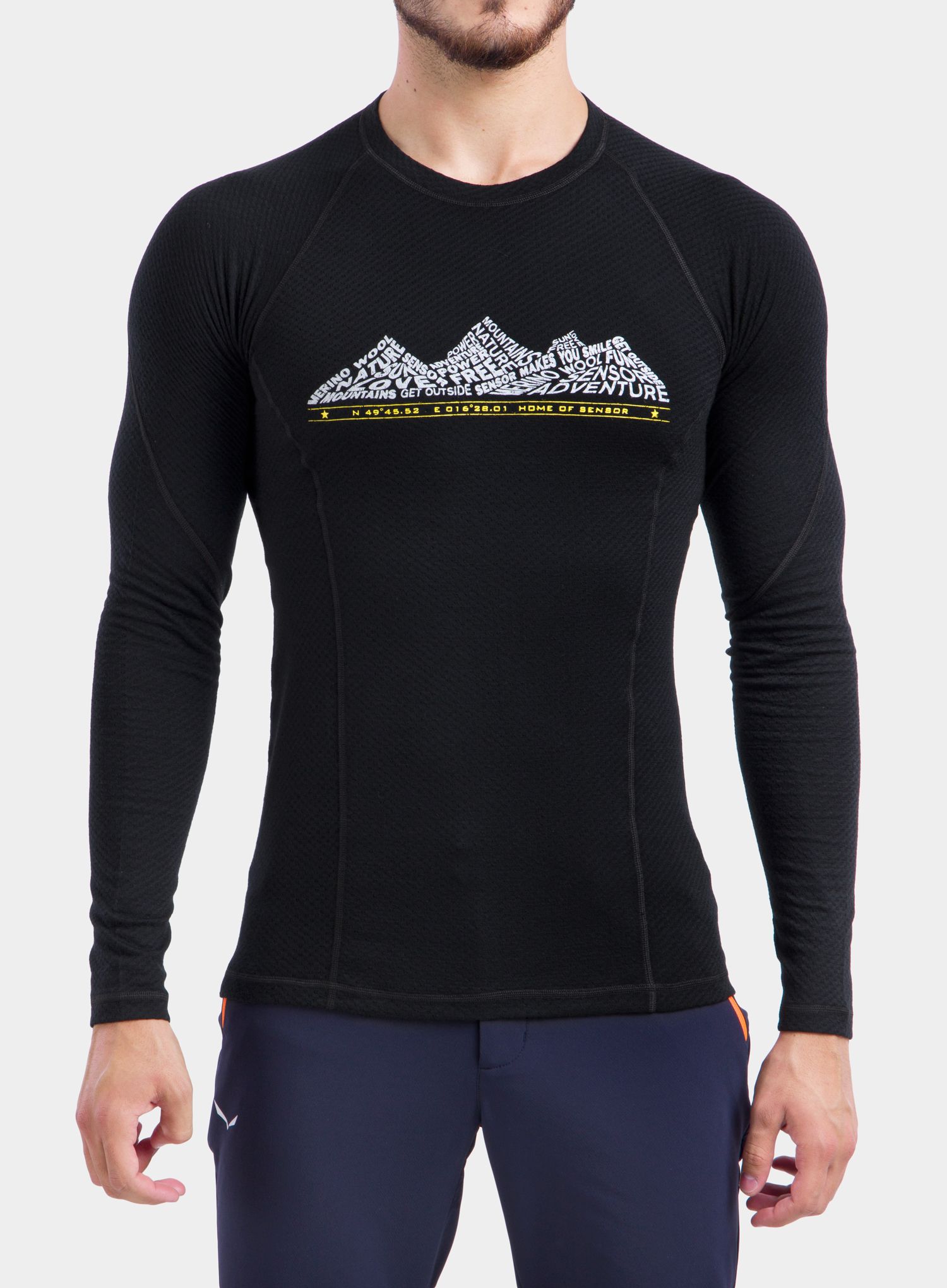 Mikina Sensor Merino DF Tee L/S - black adventure