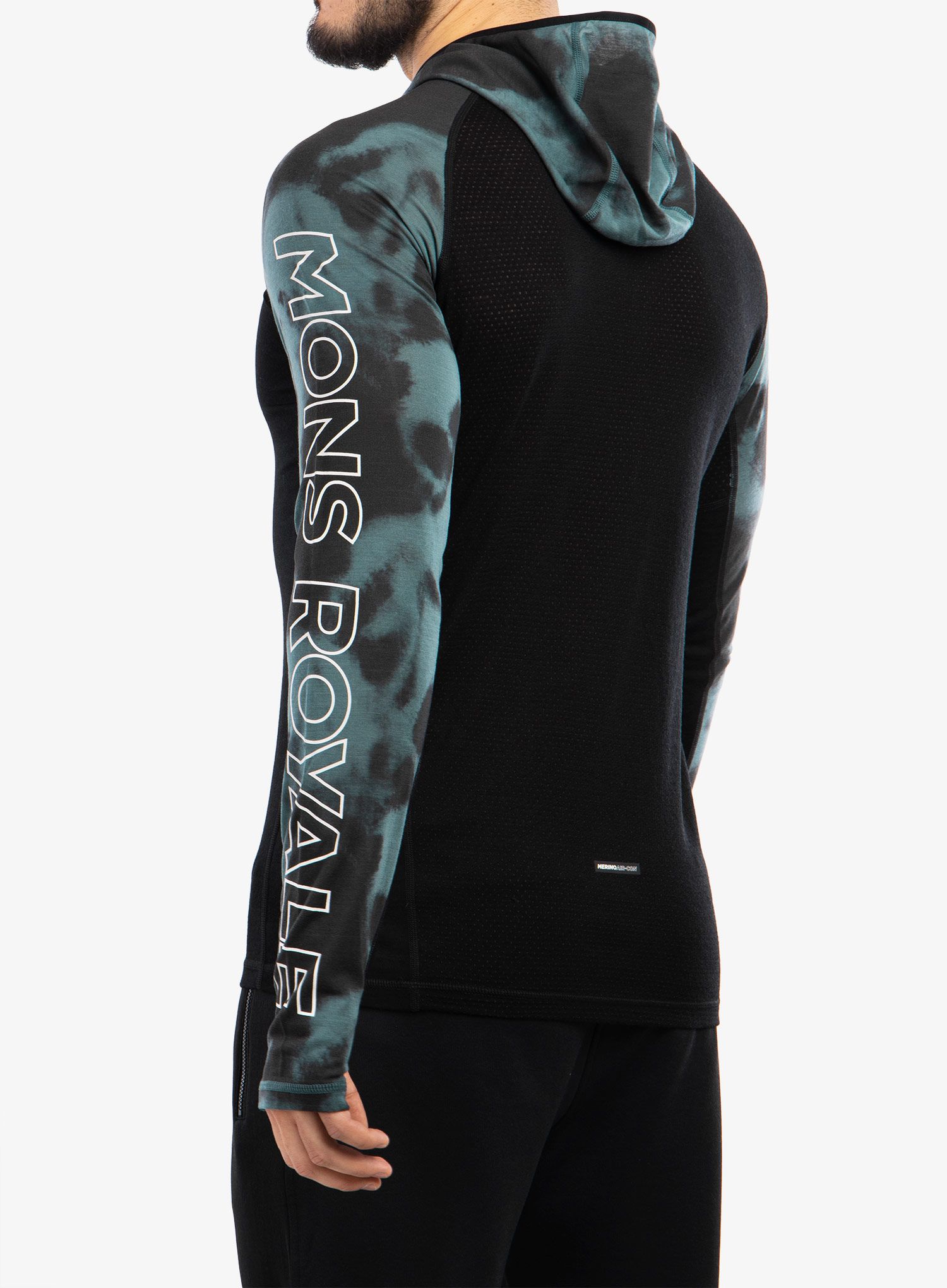 Termoaktivní mikina Mons Royale Temple Tech Hood - sage tie dye/black