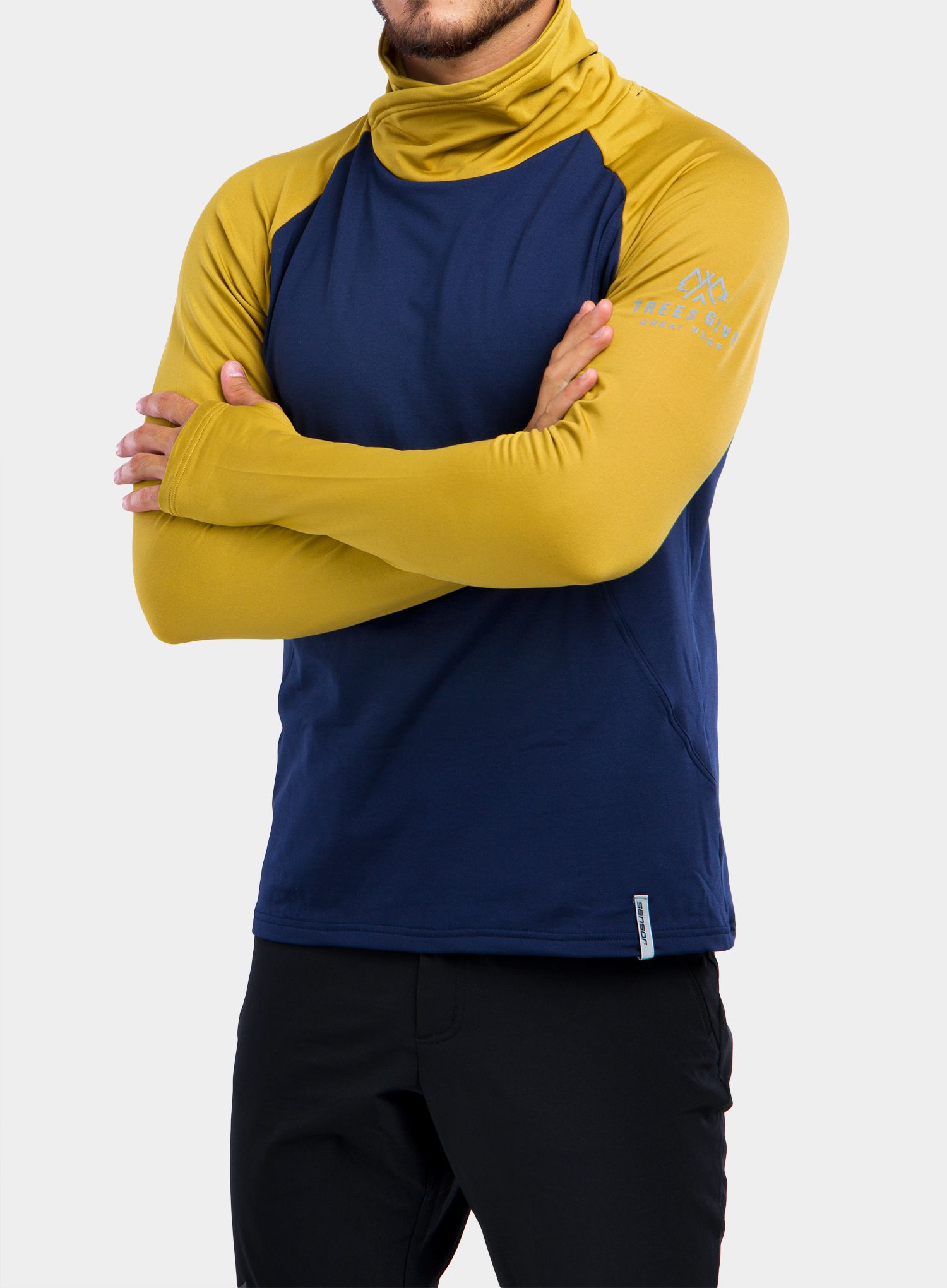 Mikina bez kapuce Sensor Thermo Sweatshirt - blue/mustard