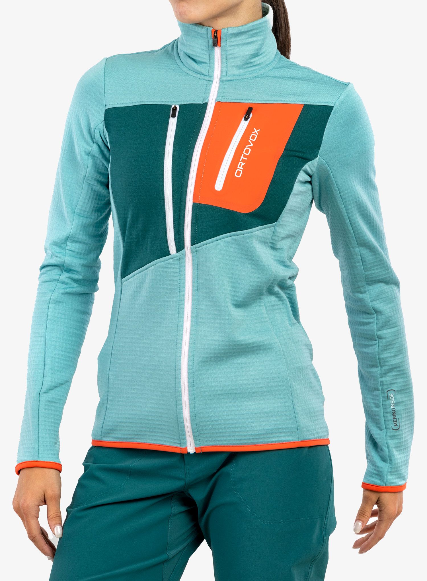 Dámská trekingová bunda Ortovox Fleece Grid Jacket - ice