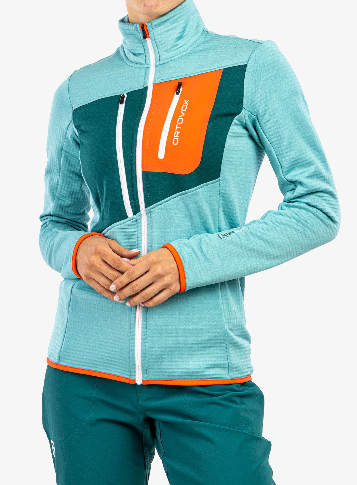 Dámská trekingová bunda Ortovox Fleece Grid Jacket - ice