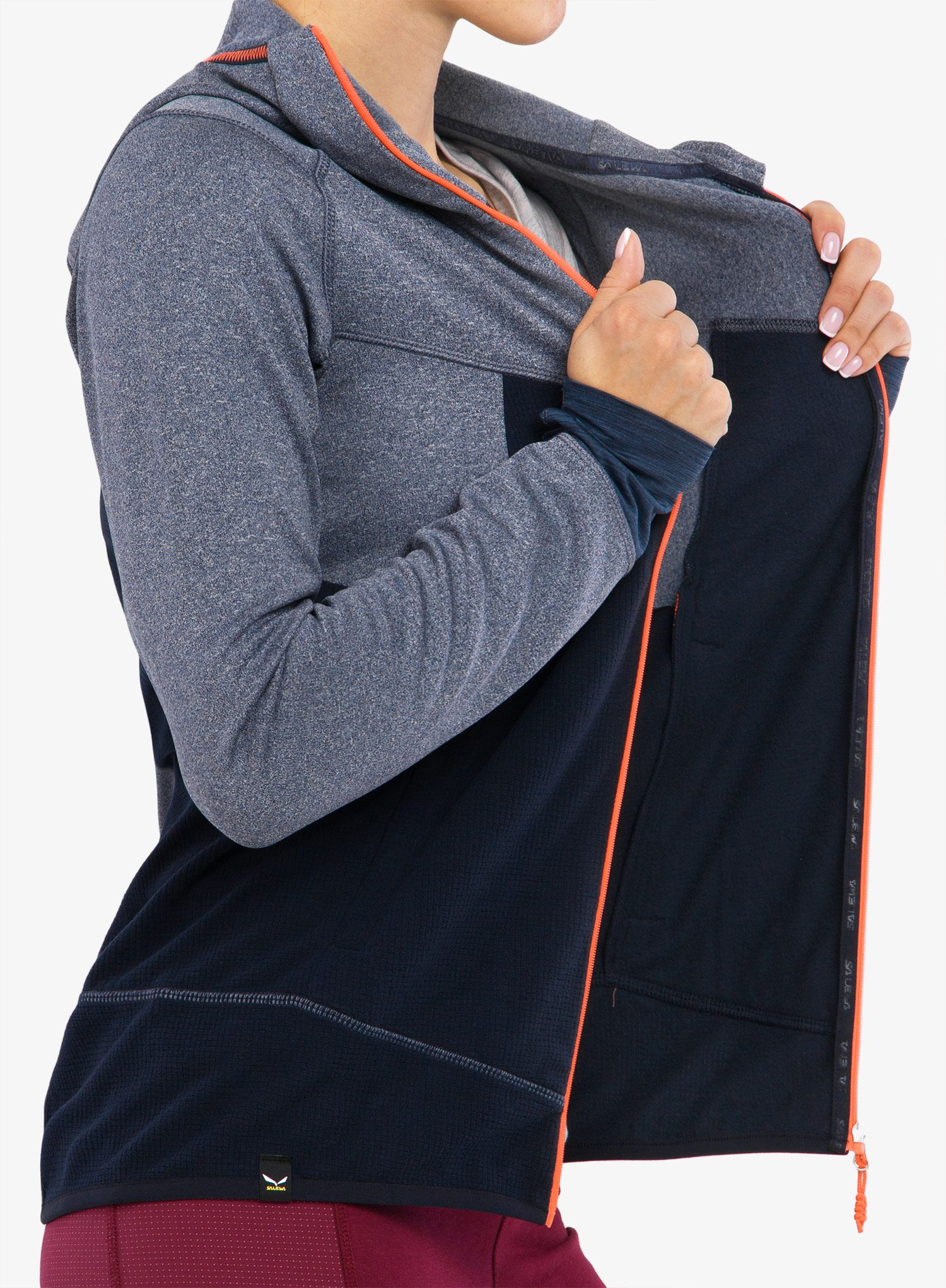 Dámská trekingová mikina Salewa Puez Hybrid PL FZ - navy/pink