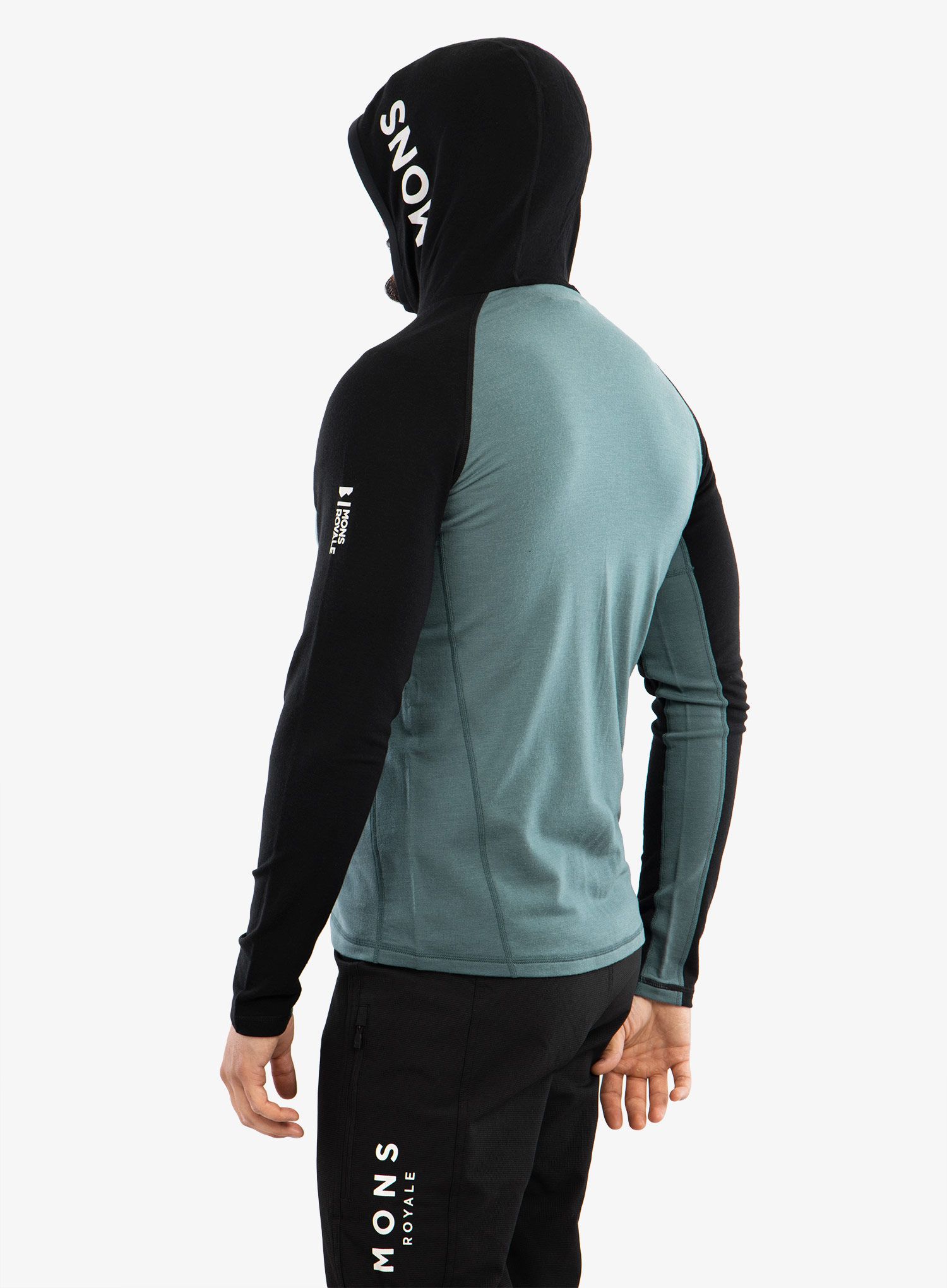 Mikina s kapucí Mons Royale Traverse Full Zip Hood - sage/black