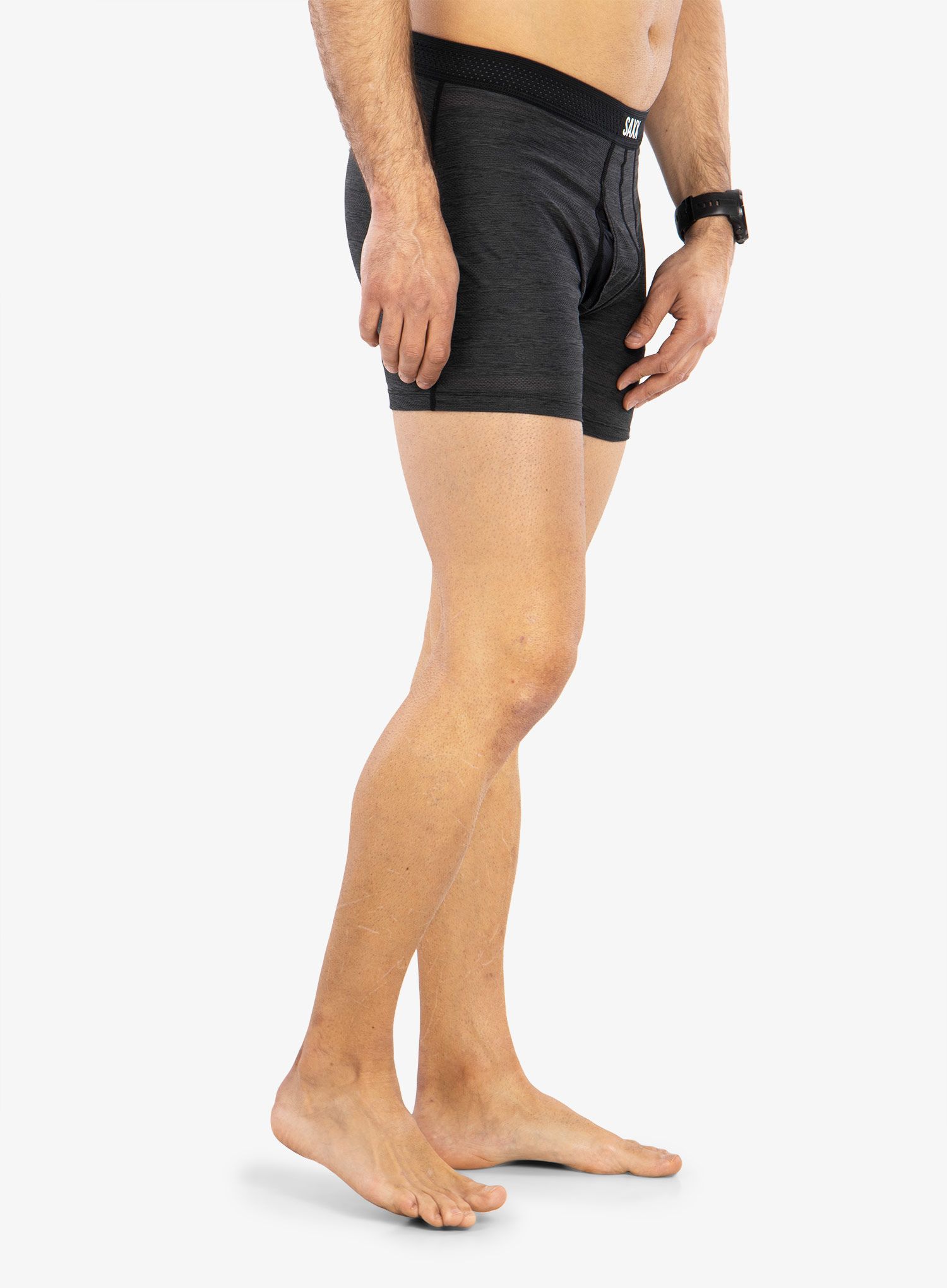 Funkční boxerky Saxx Hot Shot Boxer Brief Fly - black heather