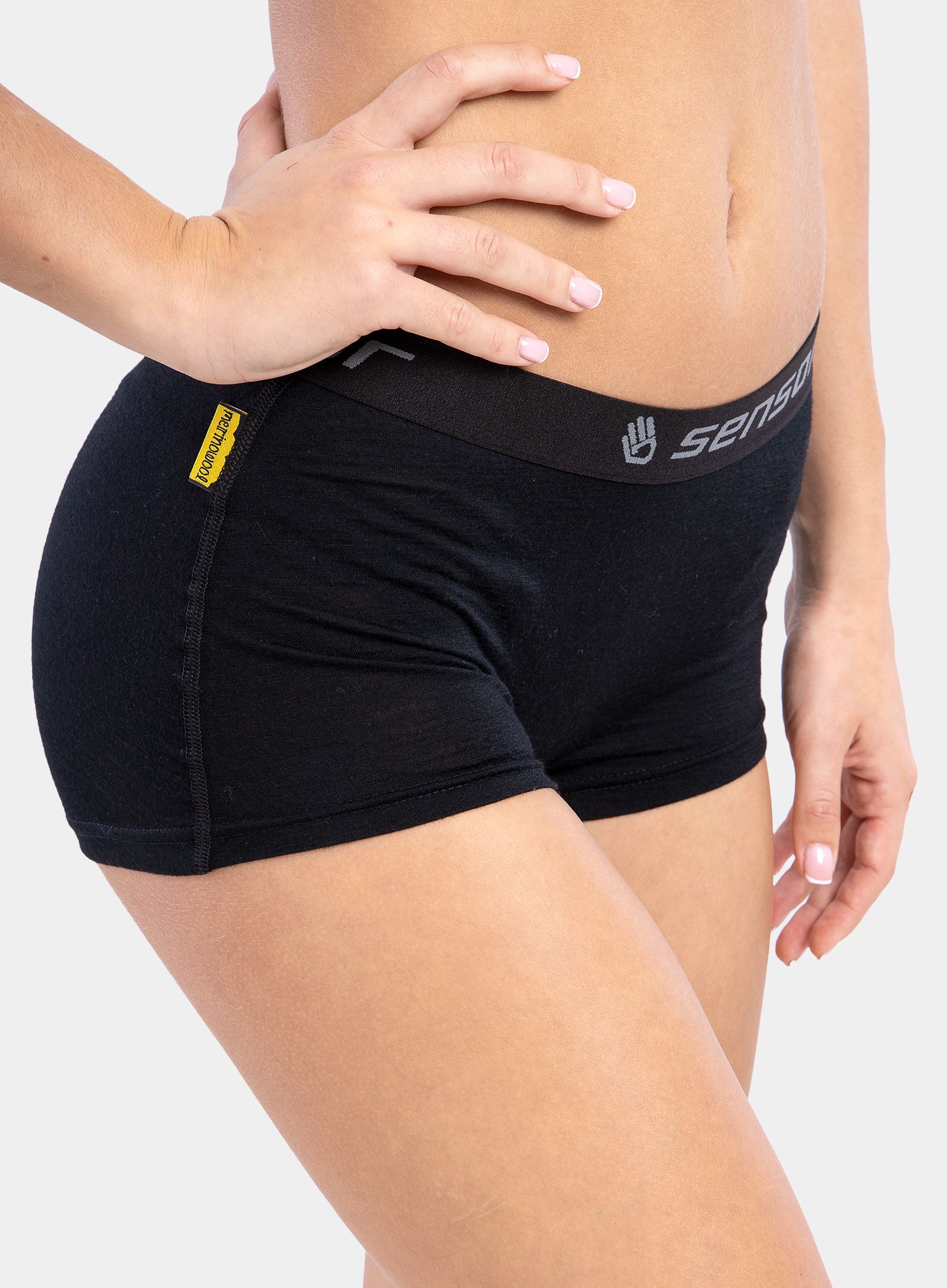 Dámské boxerky Sensor Merino Active Panties Boyshort - black