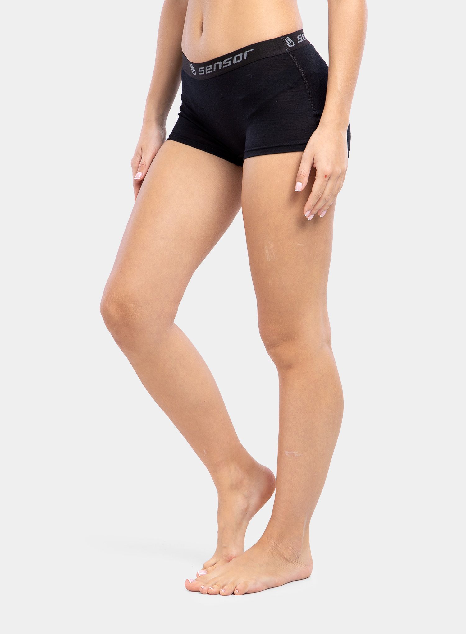 Dámské boxerky Sensor Merino Active Panties Boyshort - black