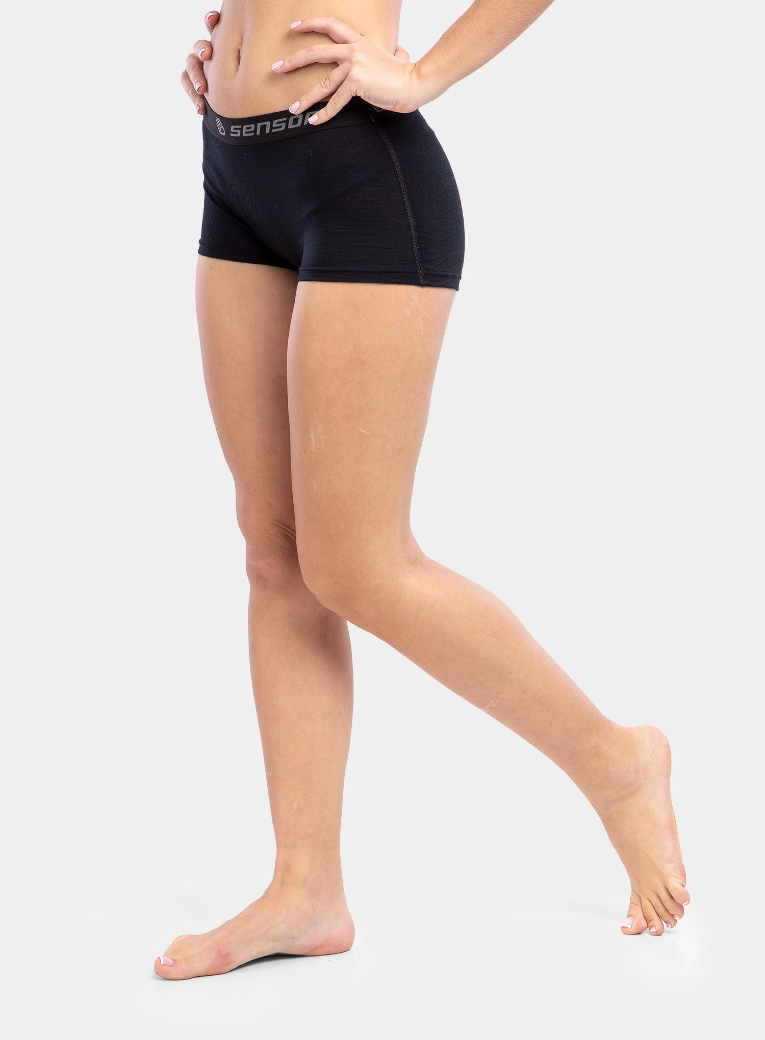 Dámské boxerky Sensor Merino Active Panties Boyshort - black