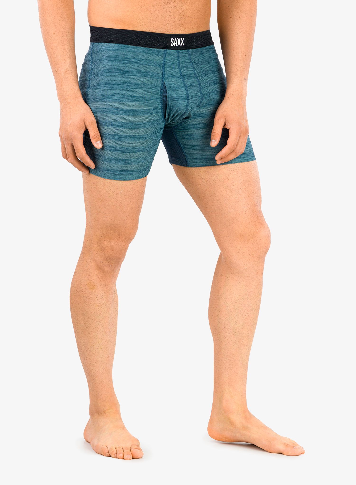 Boxerky Saxx Hot Shot Boxer Brief Fly - washed teal heather