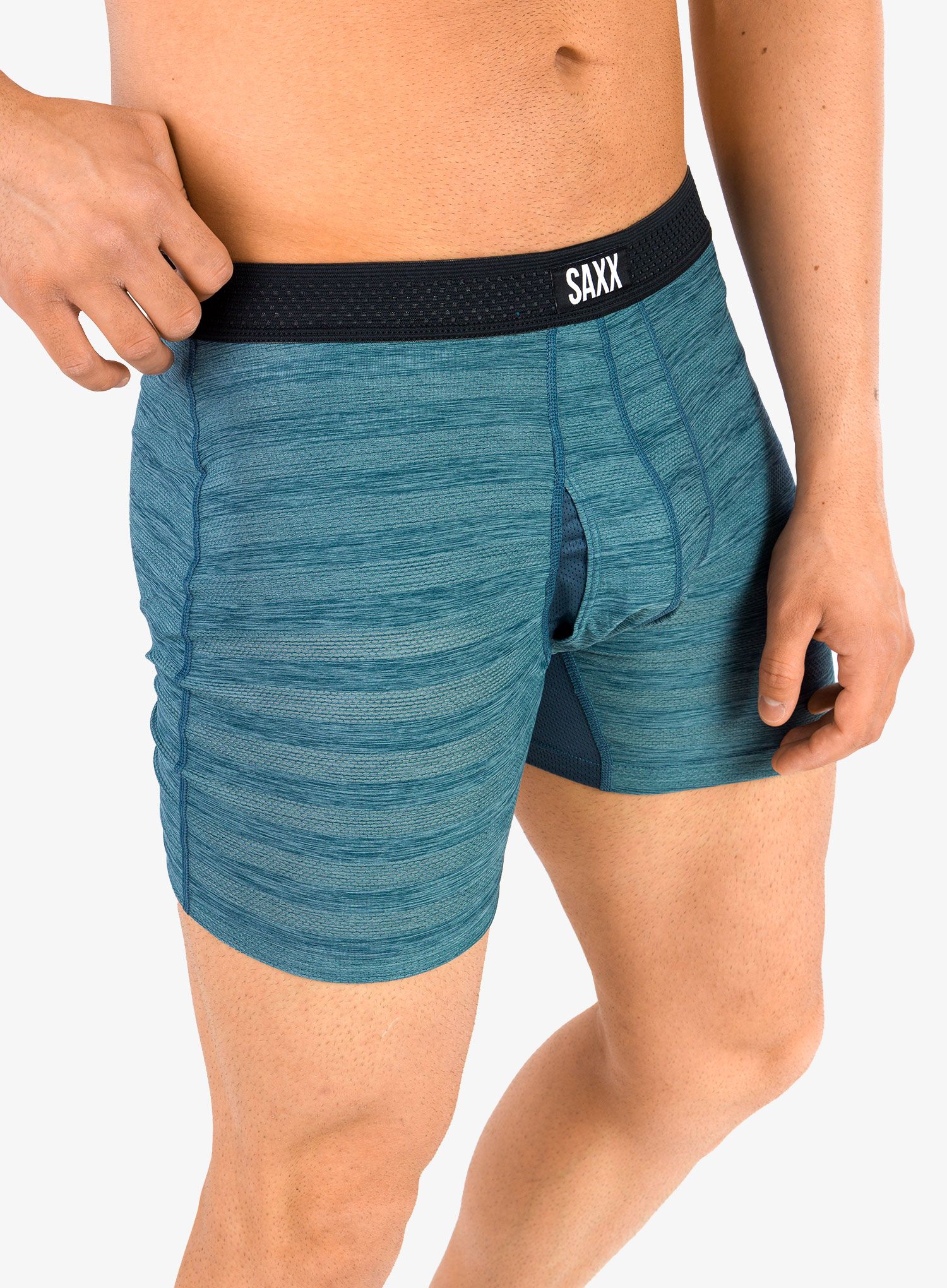 Boxerky Saxx Hot Shot Boxer Brief Fly - washed teal heather