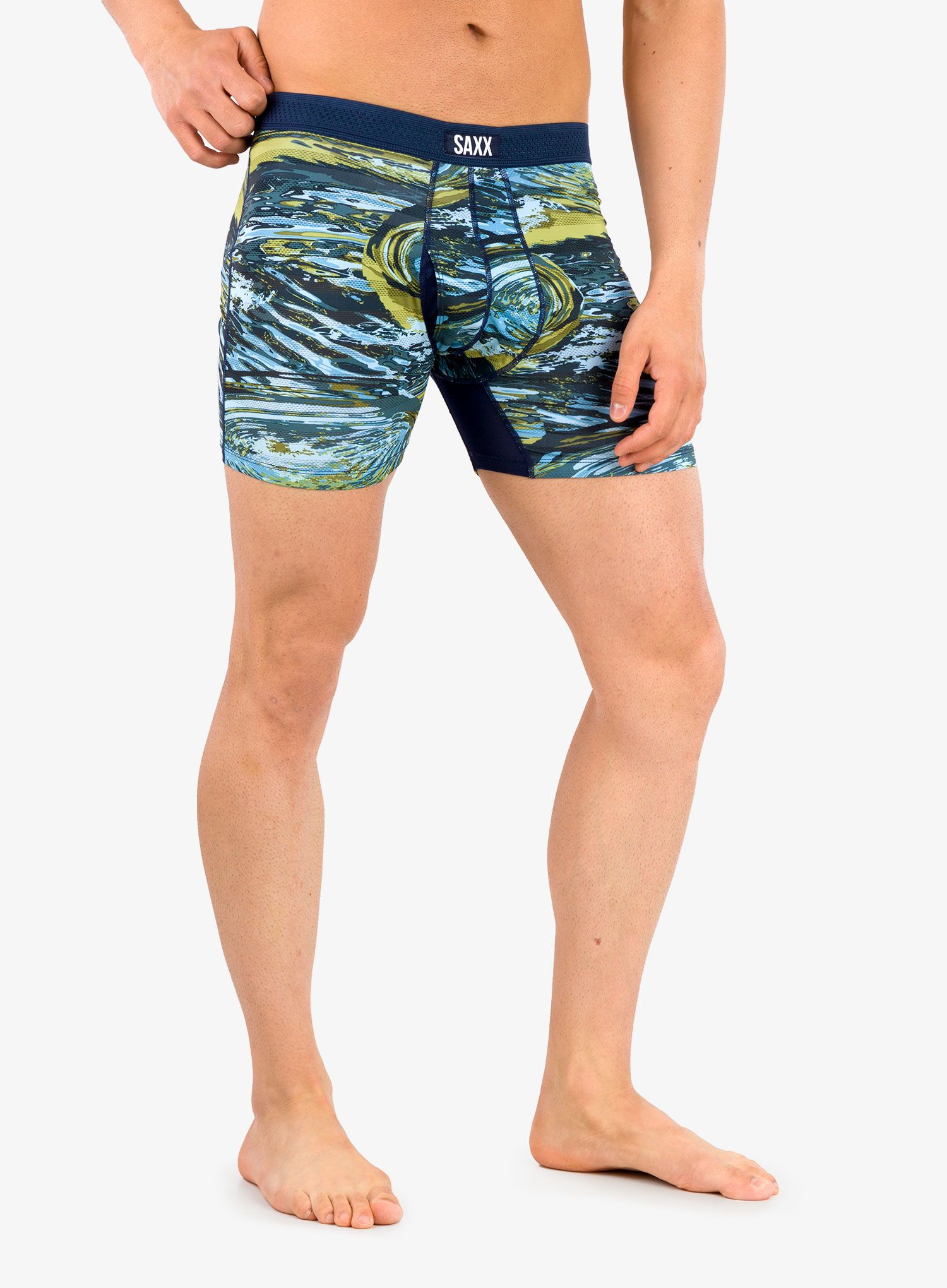 Boxerky Saxx Hot Shot Boxer Brief Fly - water camo/dark ink