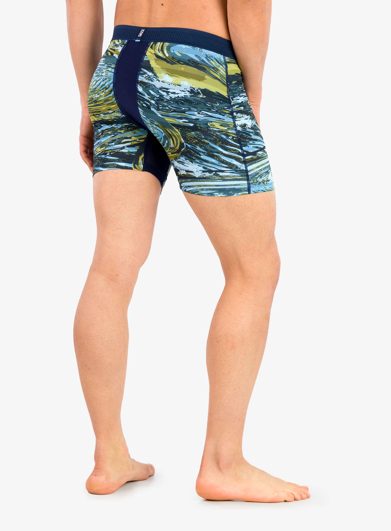 Boxerky Saxx Hot Shot Boxer Brief Fly - water camo/dark ink