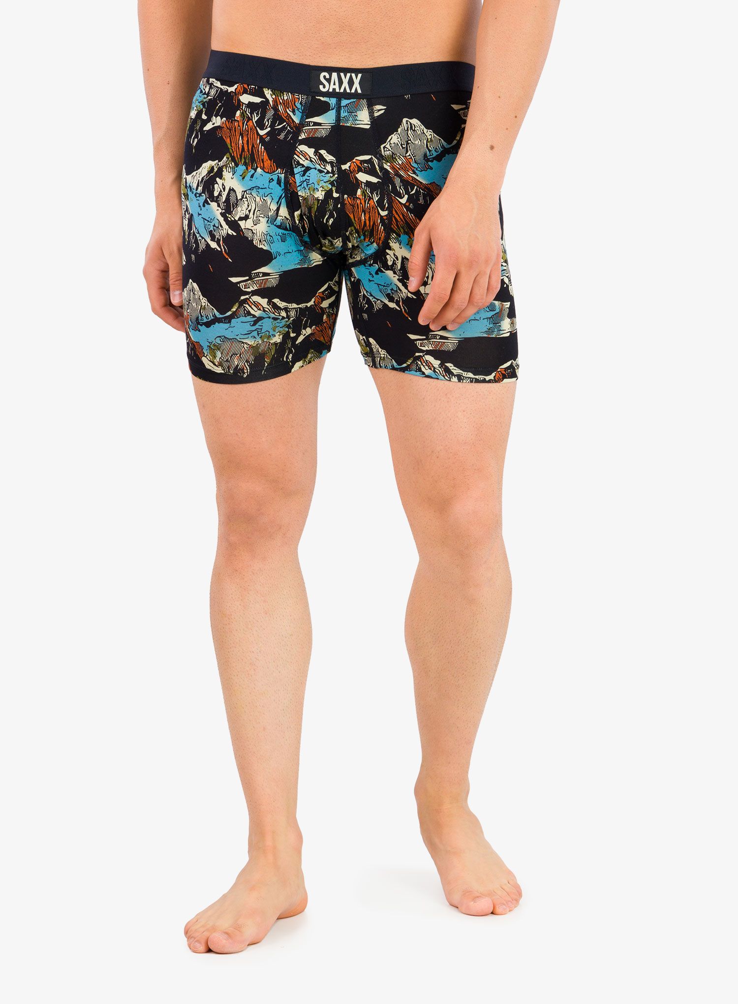 Boxerky Saxx Ultra Boxer Brief Fly - black mountainscape