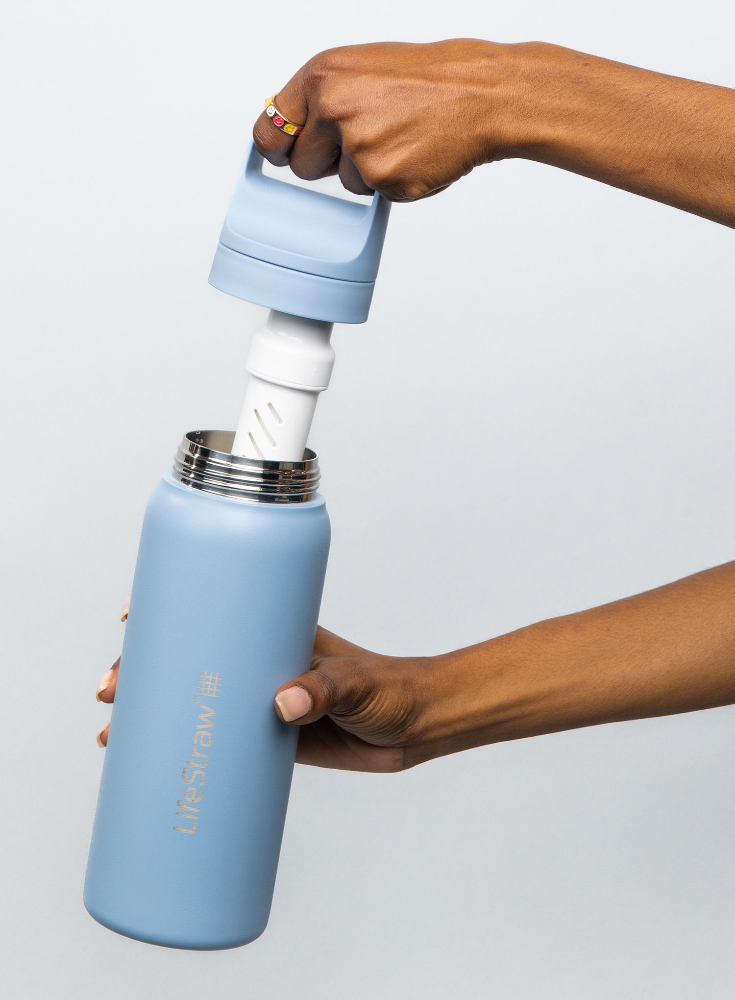 Láhev s filtrem Lifestraw Go 2.0 Stainless Steel Water Filter 24 oz (710 ml) - icelandic blue