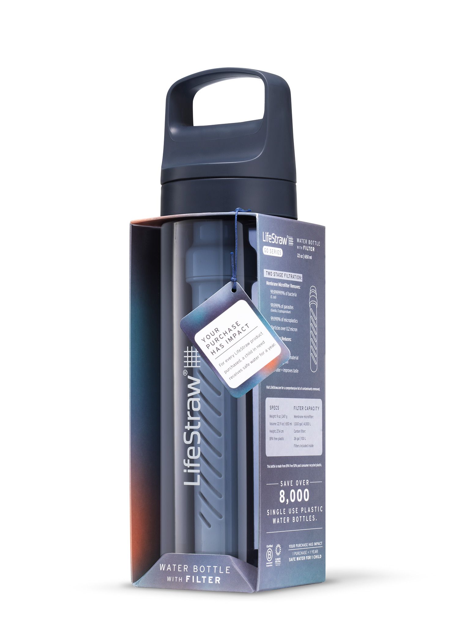 Láhev s filtrem Lifestraw Go 2.0 Water Filter 22 oz (650 ml) - aegean sea