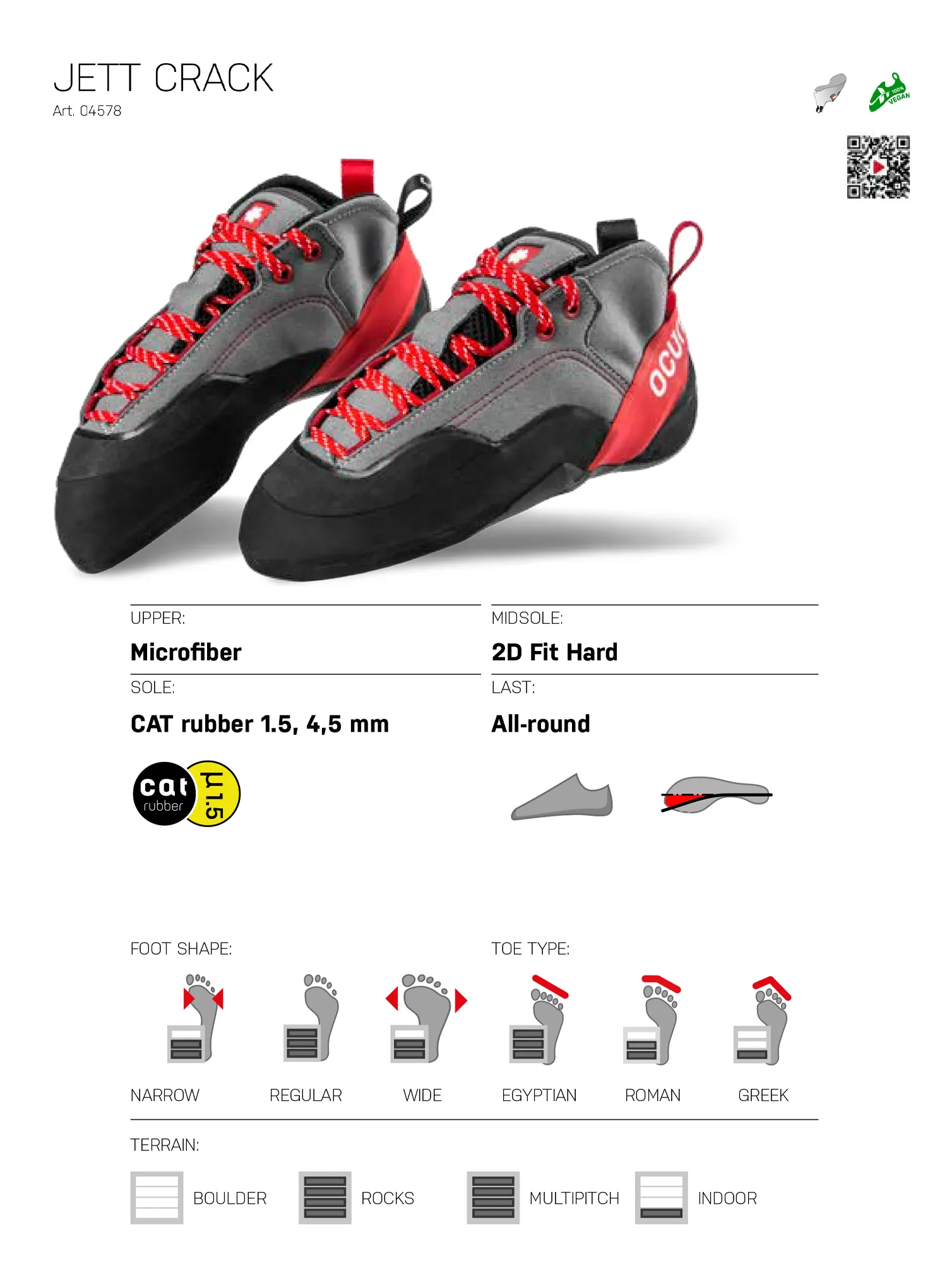 Lezečky Ocun Jett Crack - grey/red