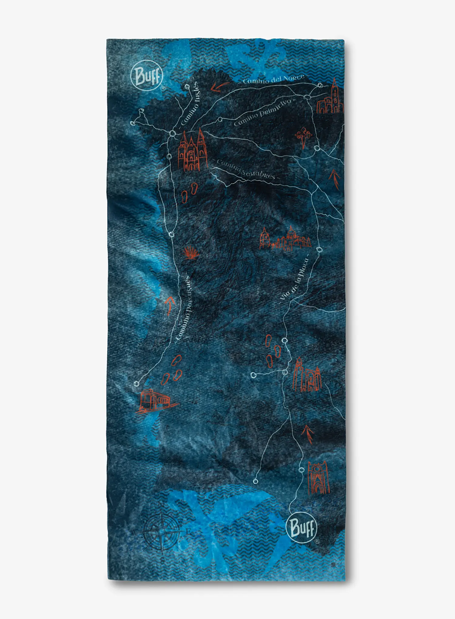 Multifunkční šátek Buff CoolNet UV+ Camino de Santiago - denim