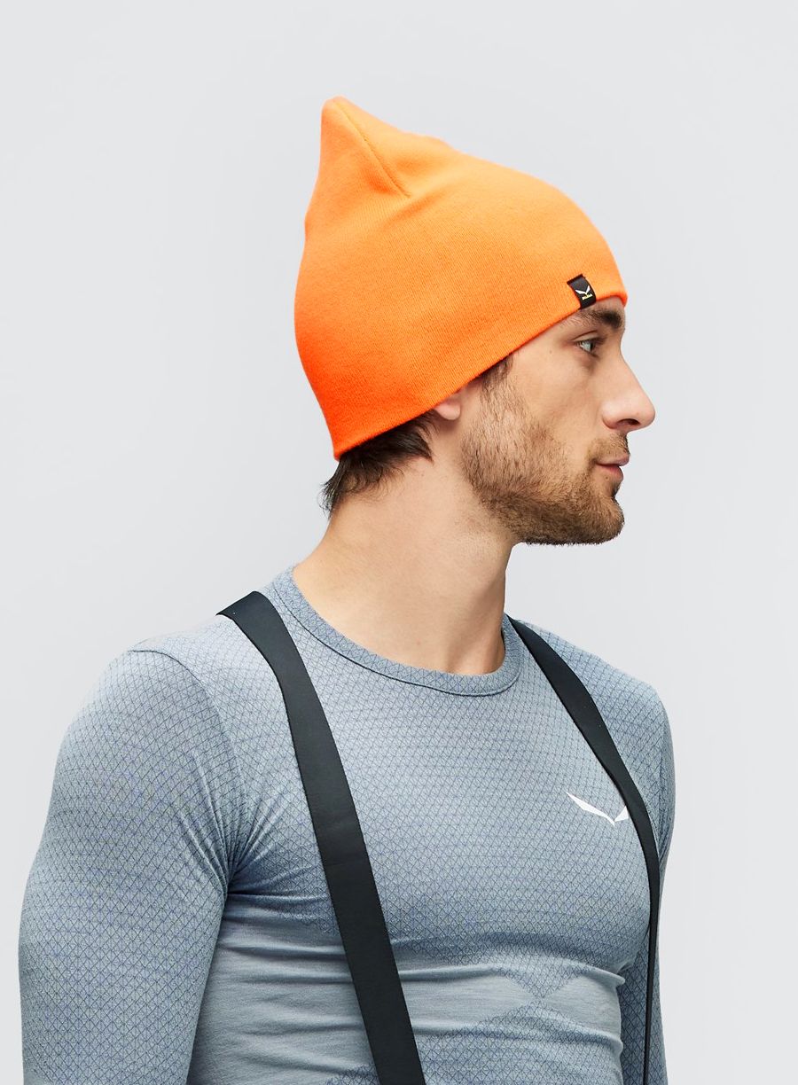 Lyžařská čepice Salewa Sella Ski Beanie - fluo orange