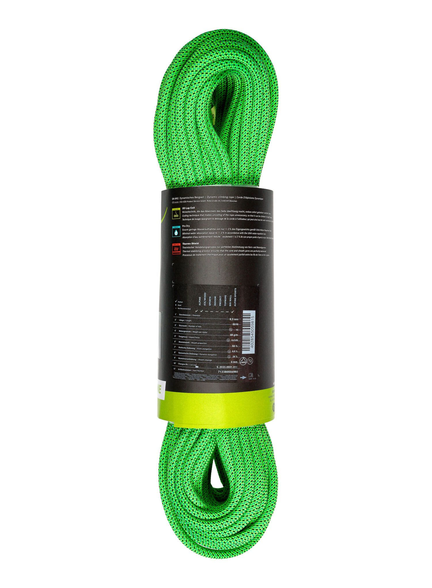 Poloviční lano Edelrid Kestrel Pro Dry 8.5mm 50 m - neon green