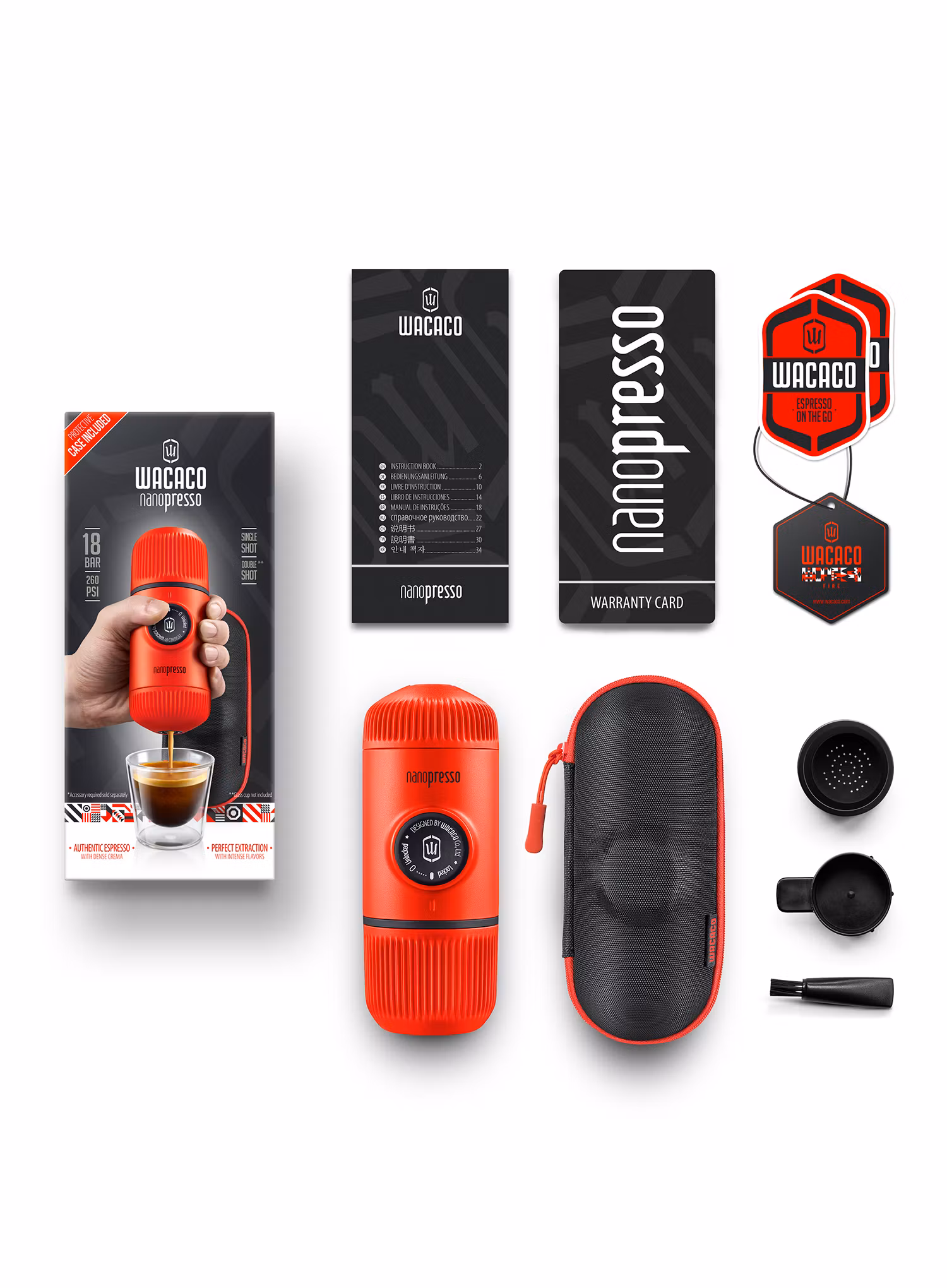 Kávovar Wacaco Nanopresso Elements + pouzdro - lava red