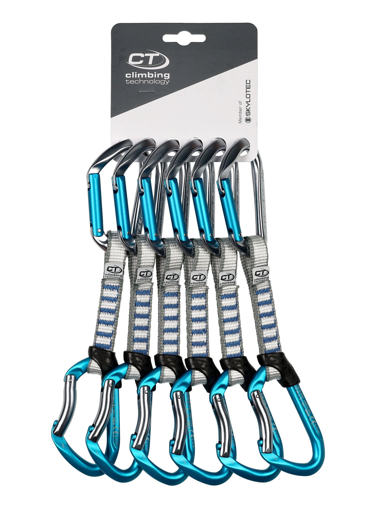 Lezecké expresky Climbing Technology/SKYLOTEC Salto Set NY 12 cm 6-Pack - titanium/electricblue