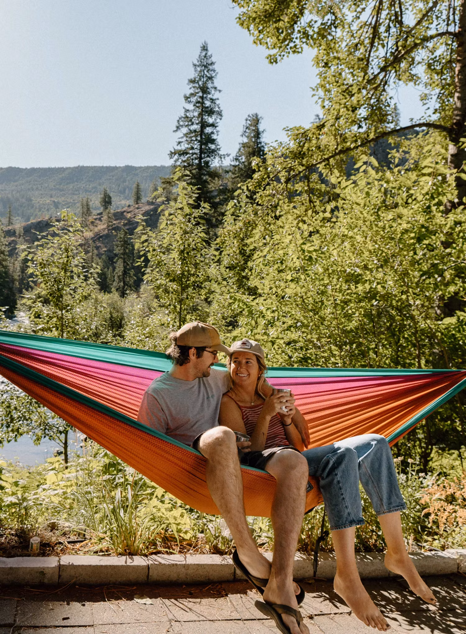 Hamaka pro dva ENO DoubleNest Print Hammock - fade/seaglass
