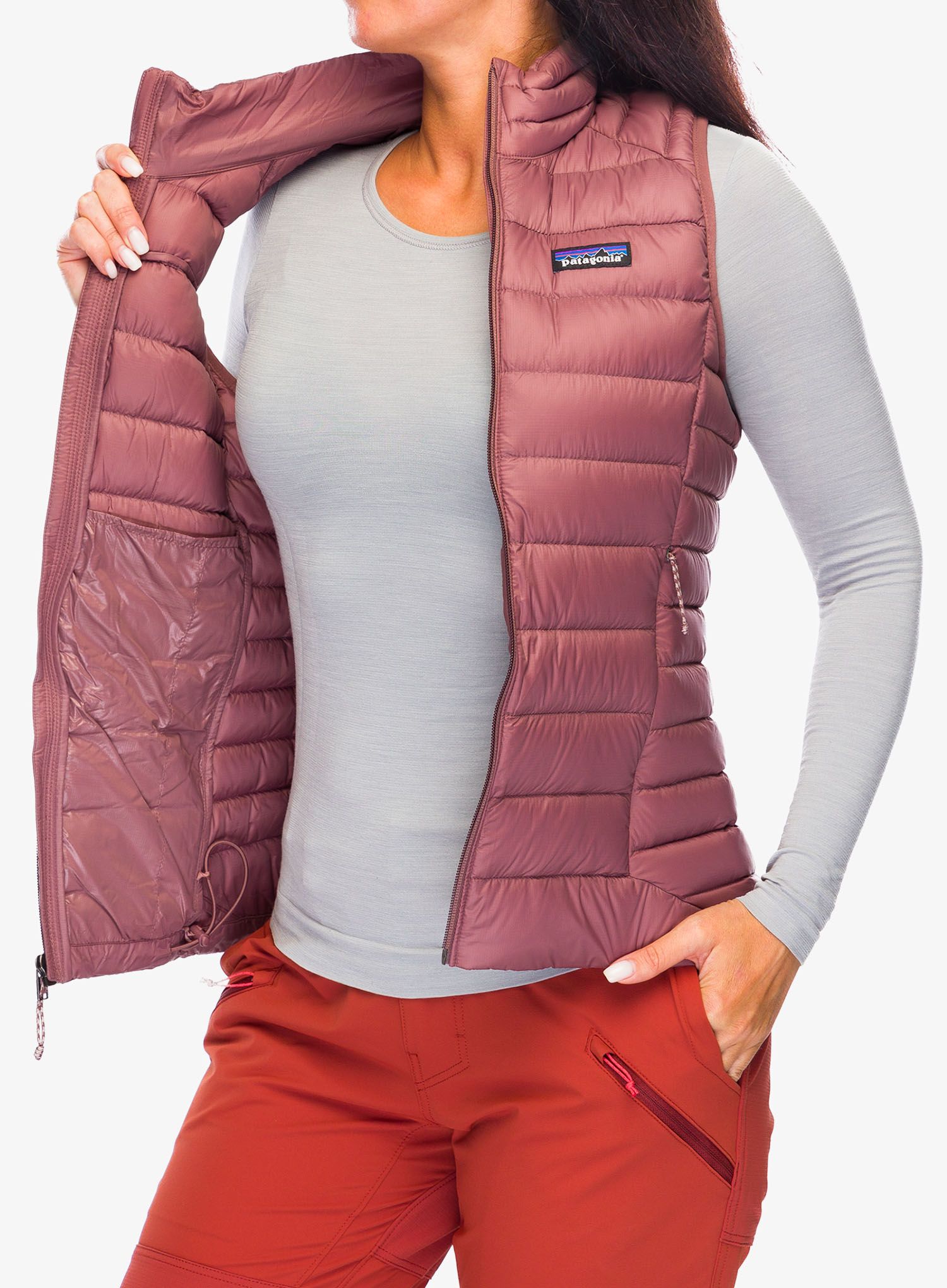Péřová vesta dámská Patagonia Down Sweater Vest - dulse mauve