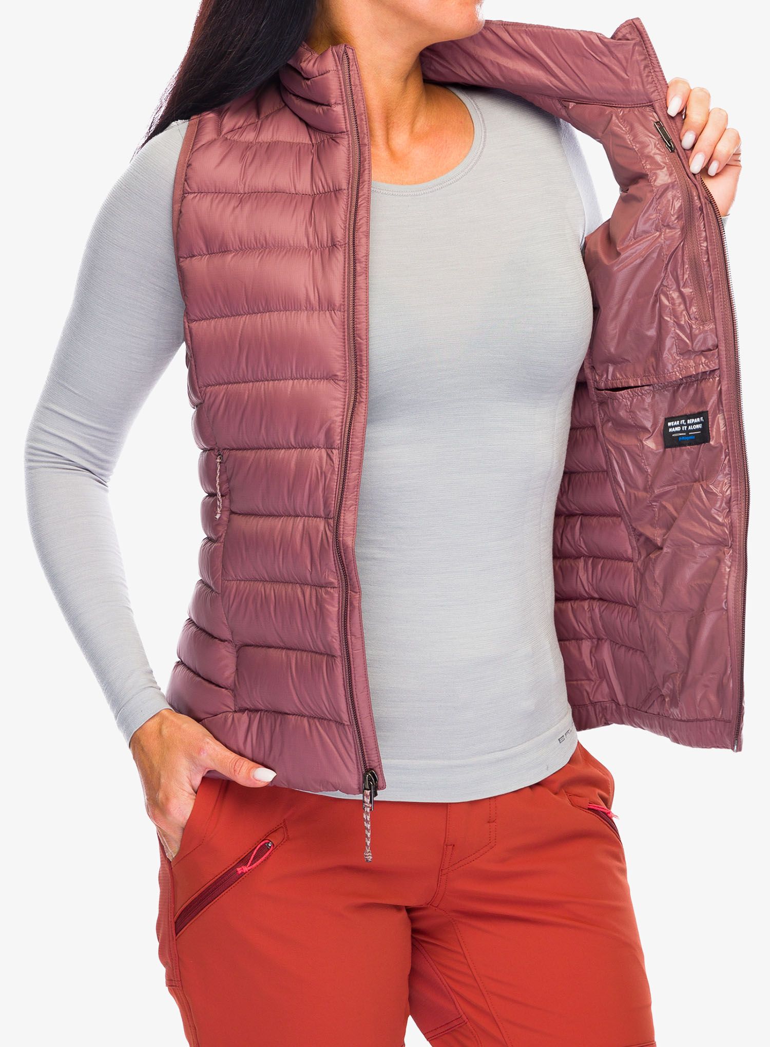 Péřová vesta dámská Patagonia Down Sweater Vest - dulse mauve