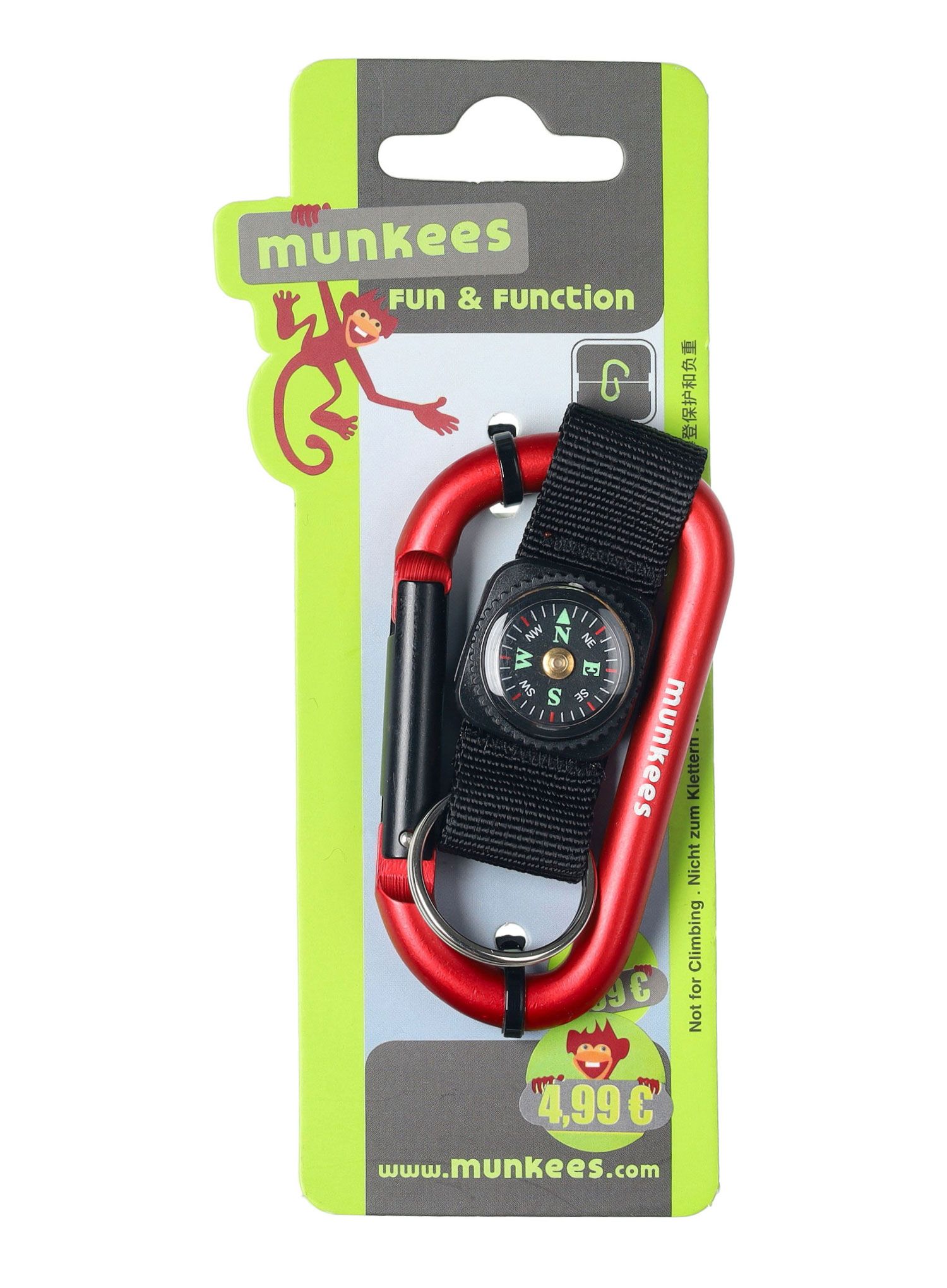 Karabinka Munkees Karabinka 8 mm s páskem na kompas
