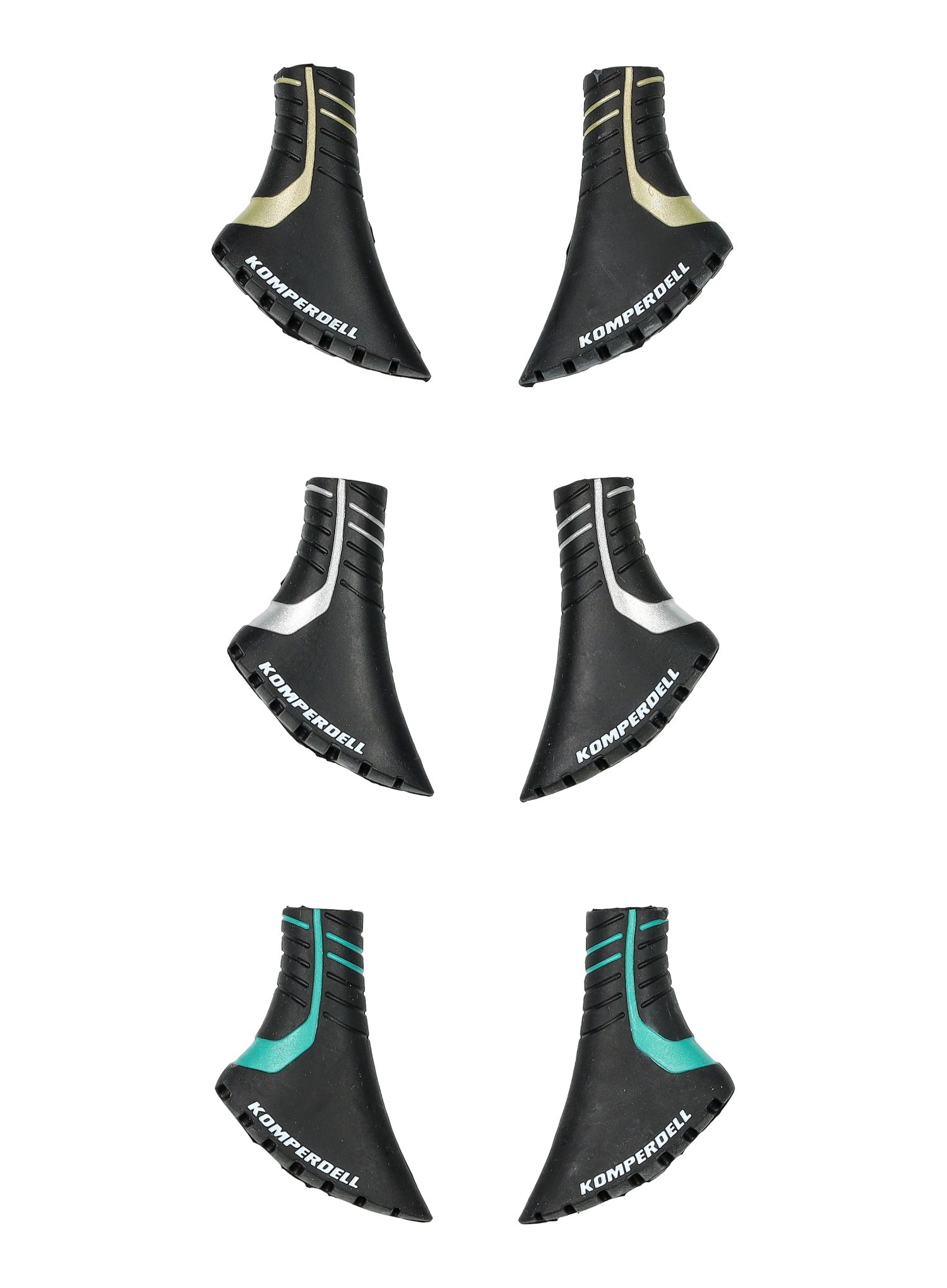 Koncovky na hole Komperdell Nordic Walking Pad 3Pack - black/gold/silver/mint