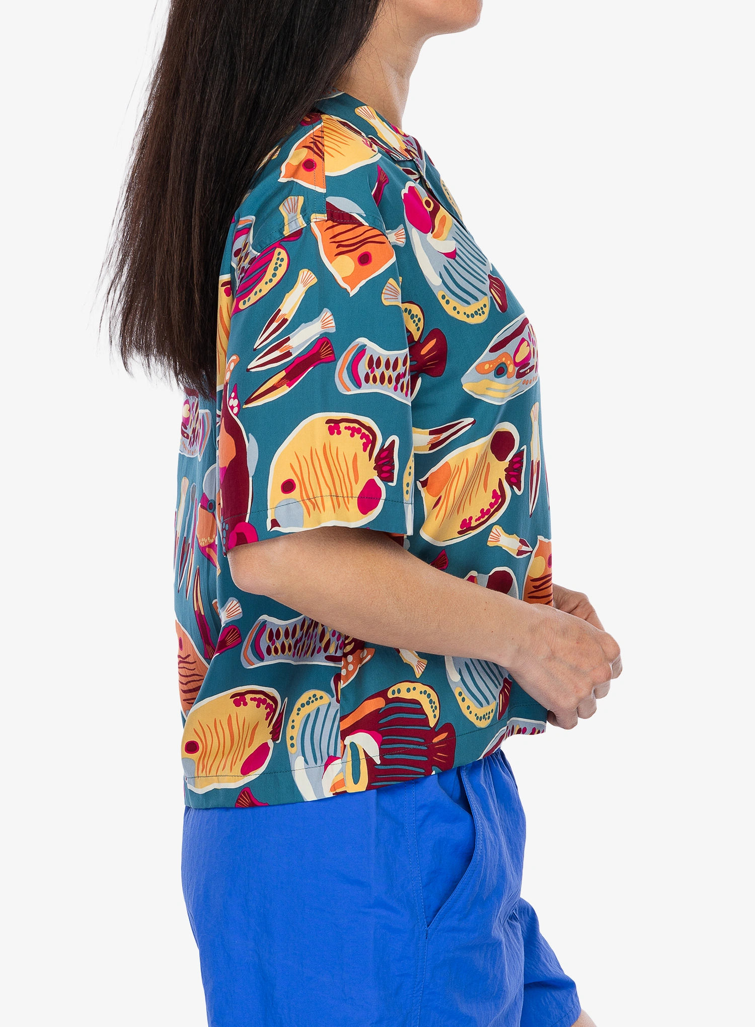 Dámská turistická košile Patagonia Tidal Threads Shirt - wrasse/wetland blue